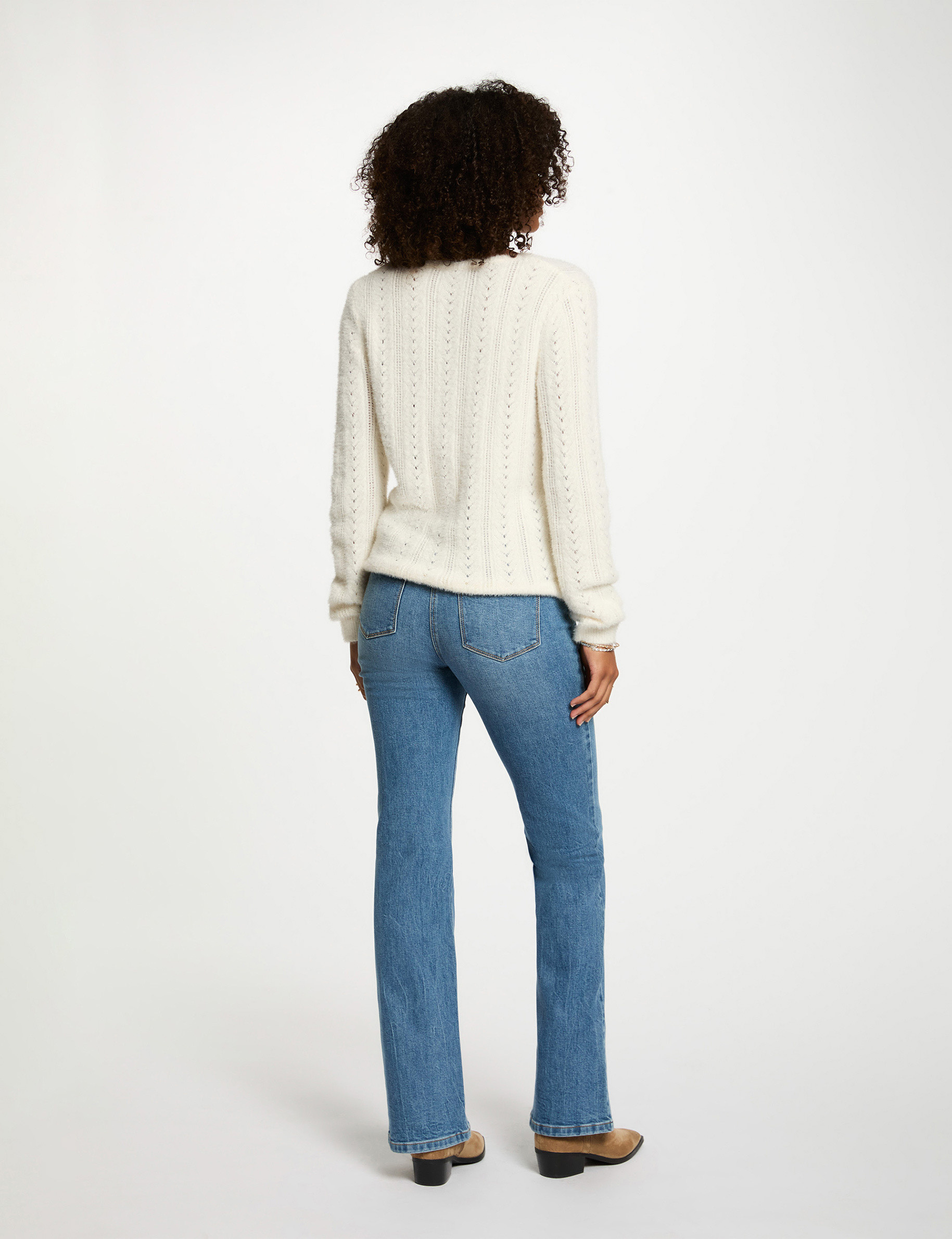 kort vest met v hals ivoor vrouw Kort vest met V-hals ivoor vrouw