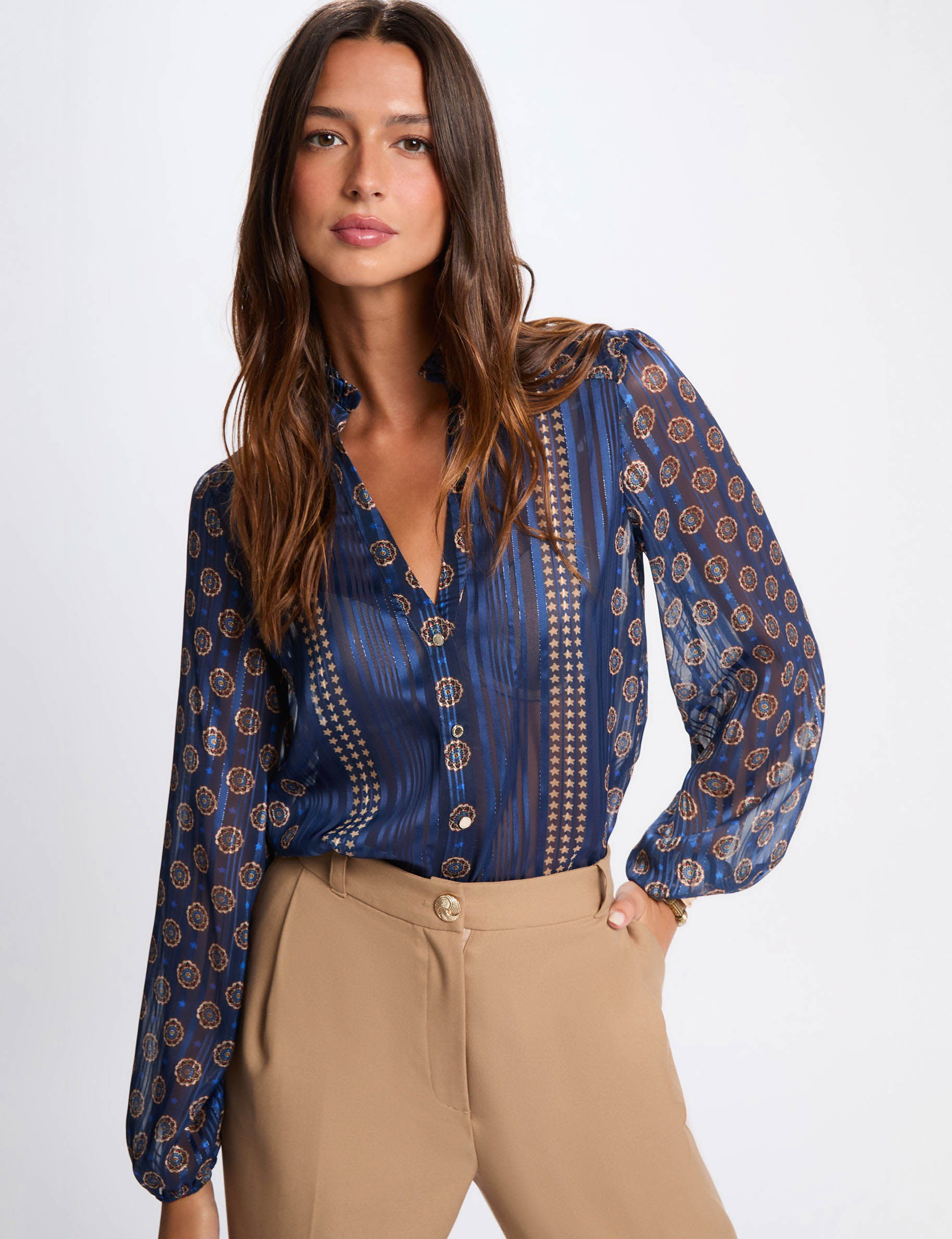 chemise fluide imprimee multicolore femme Chemise fluide imprimée multicolore femme