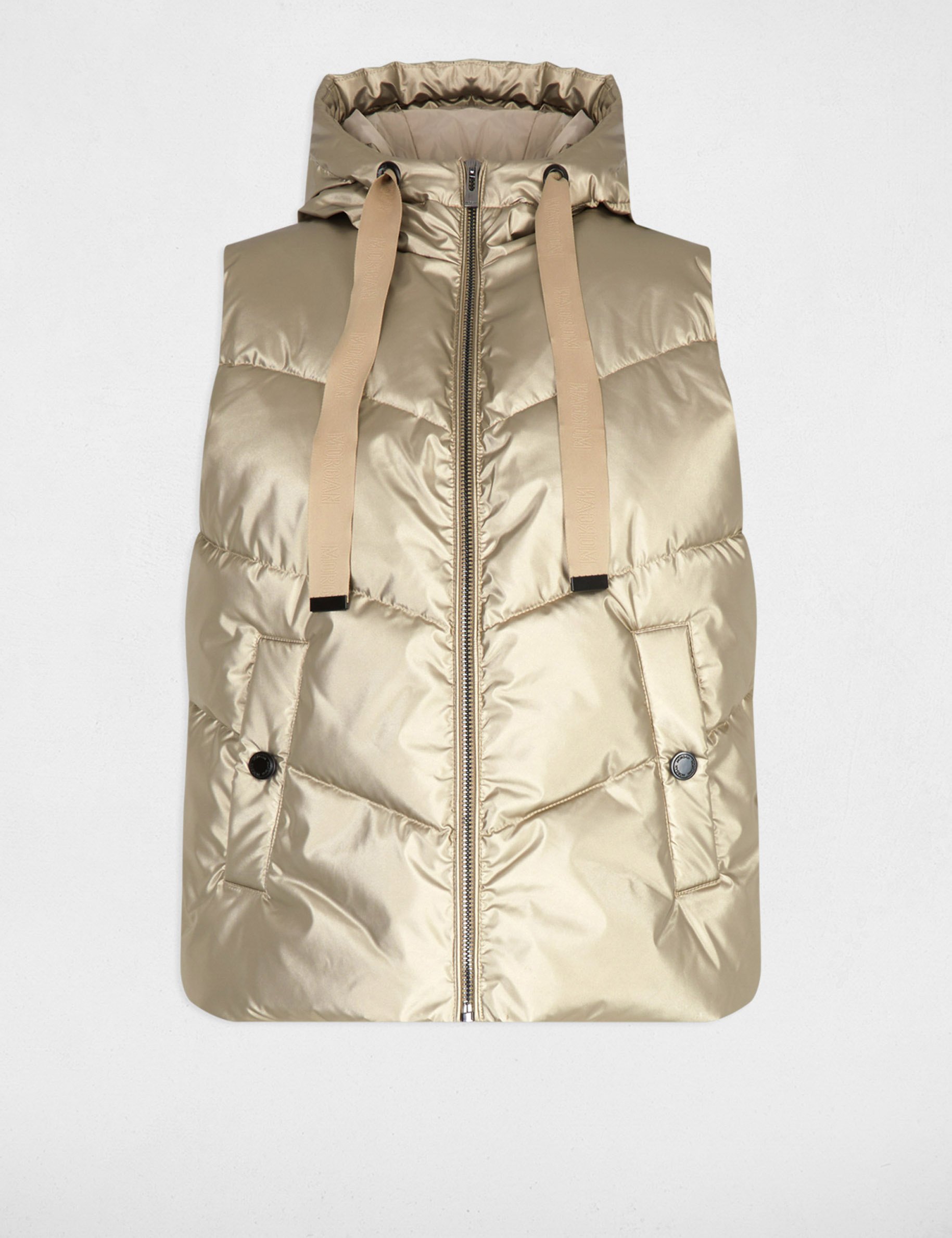 Glanzende mouwloze bodywarmer goudgeel vrouw