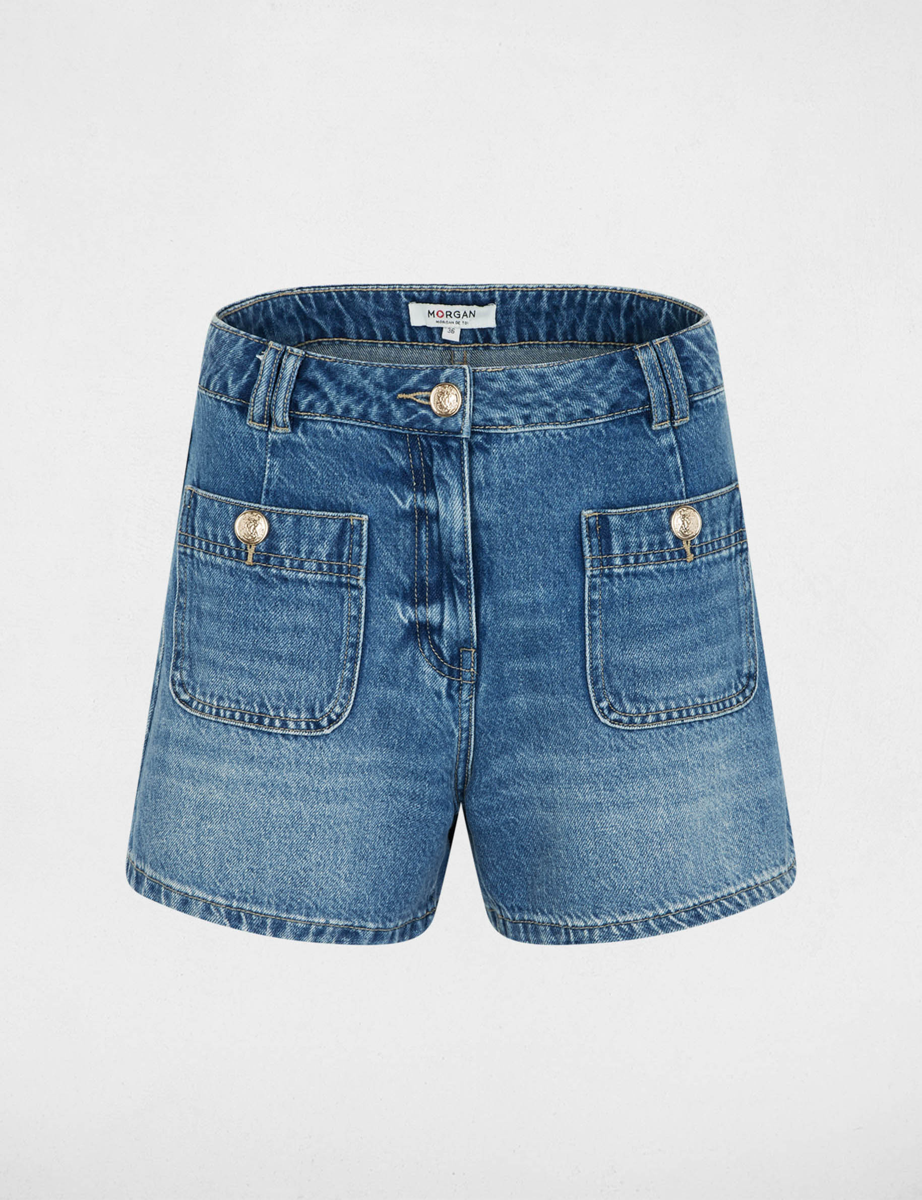 Strakke jeansshort stone washed denim vrouw