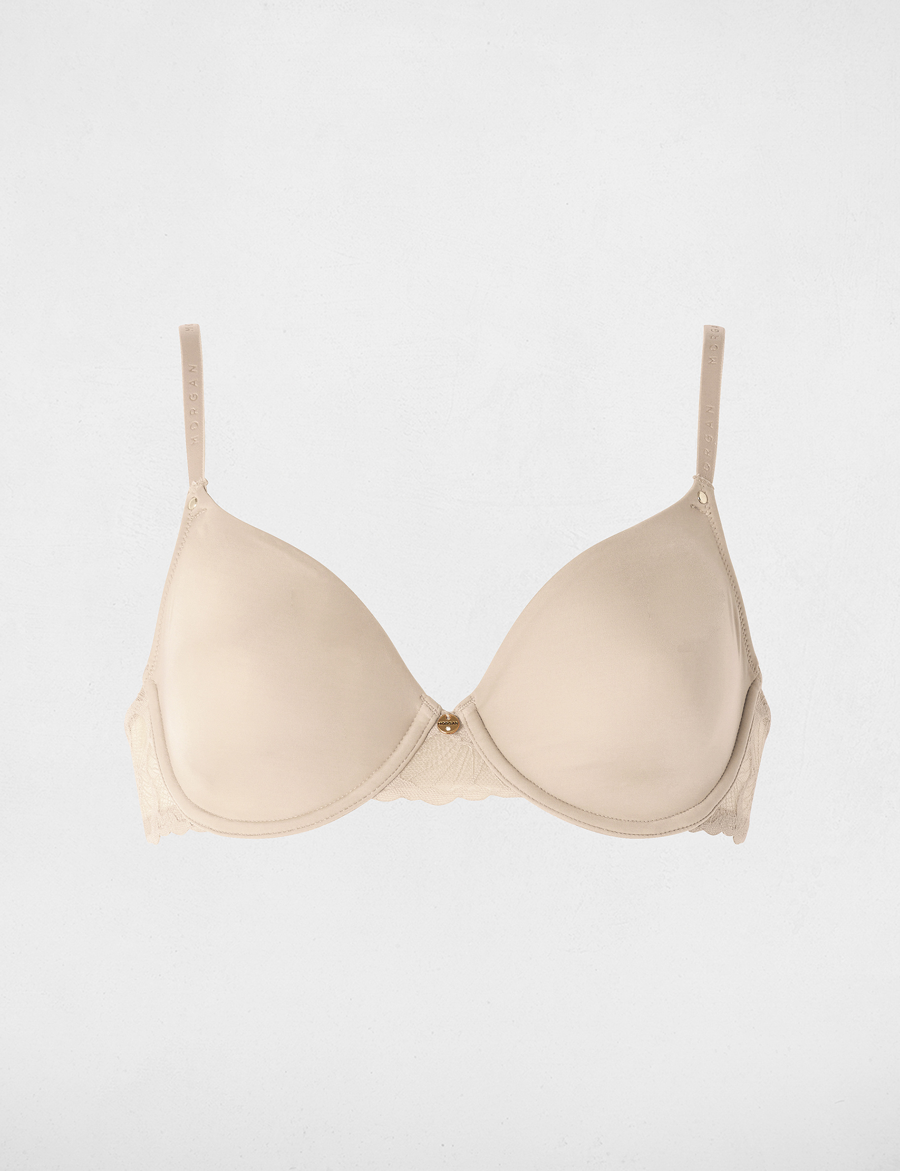 Soutien-gorge dentelle bretelles fines beige femme