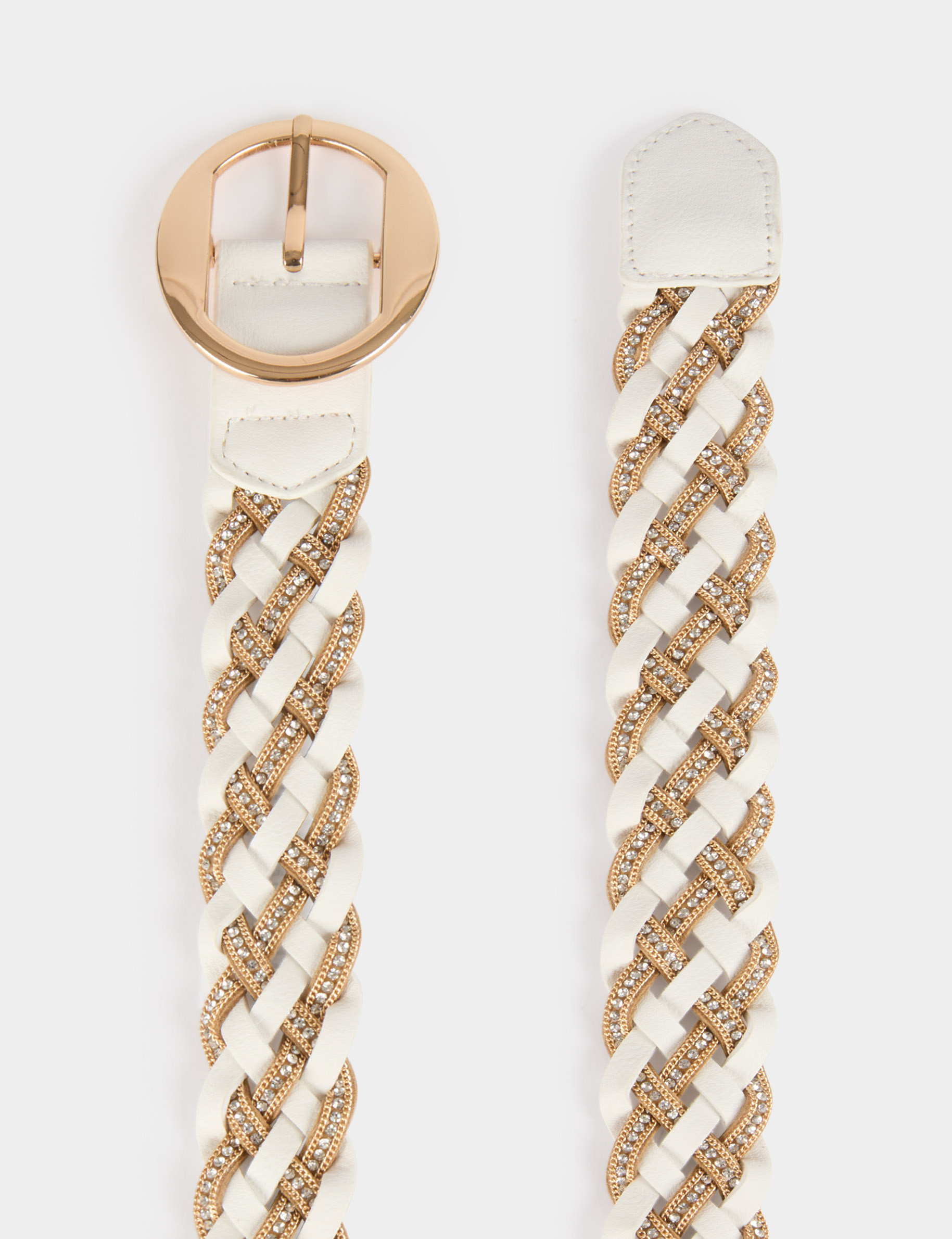 ceinture tressee avec strass blanc femme Ceinture tressée avec strass blanc femme