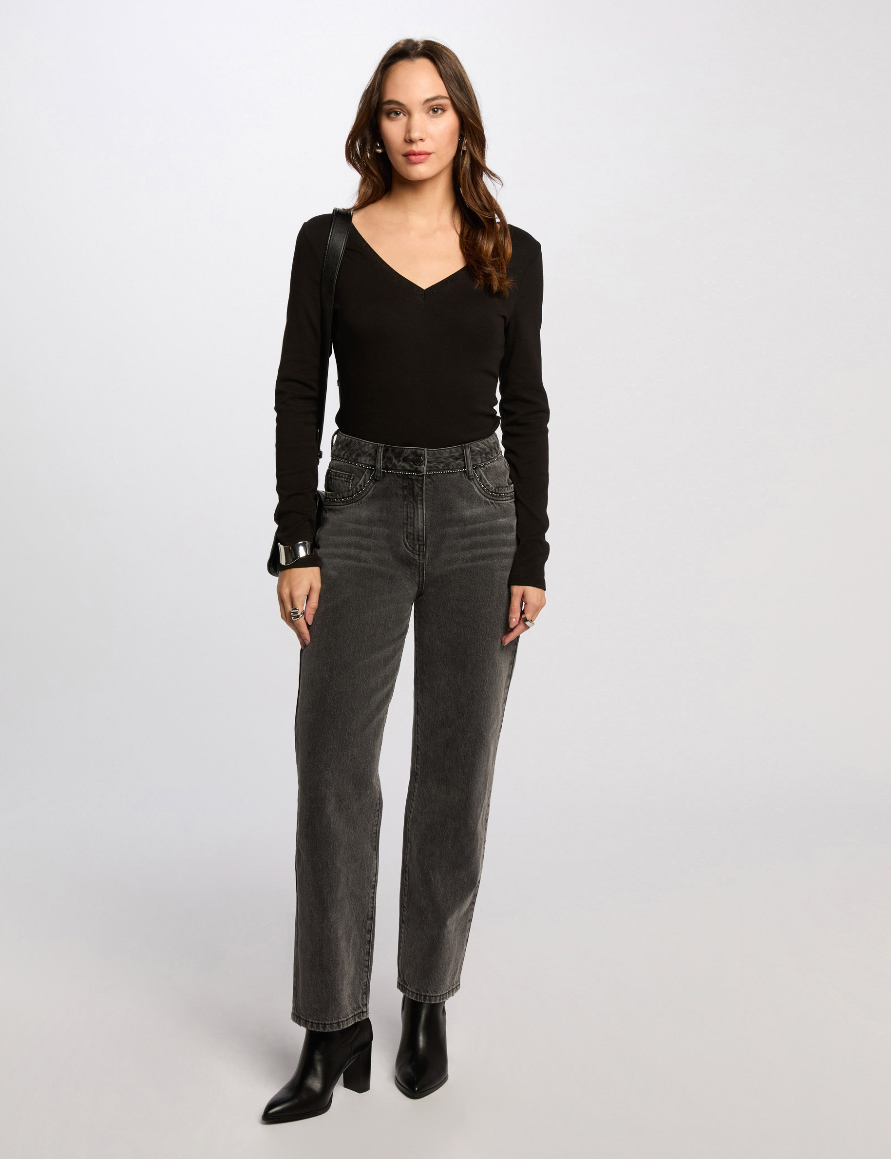 t shirt manches longues noir femme T-shirt manches longues noir femme