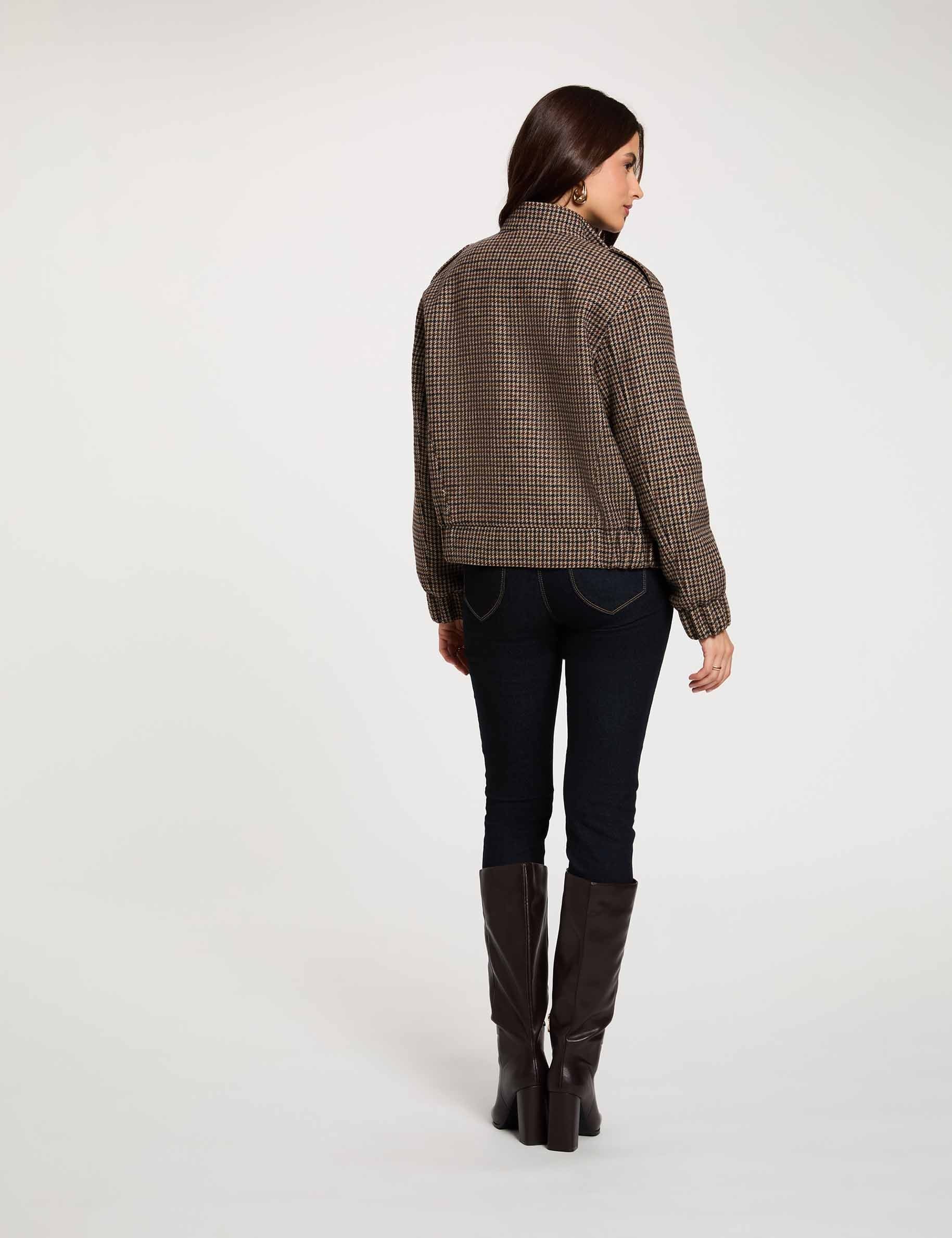 Tweed jas met mao-kraag meerkleurig vrouw