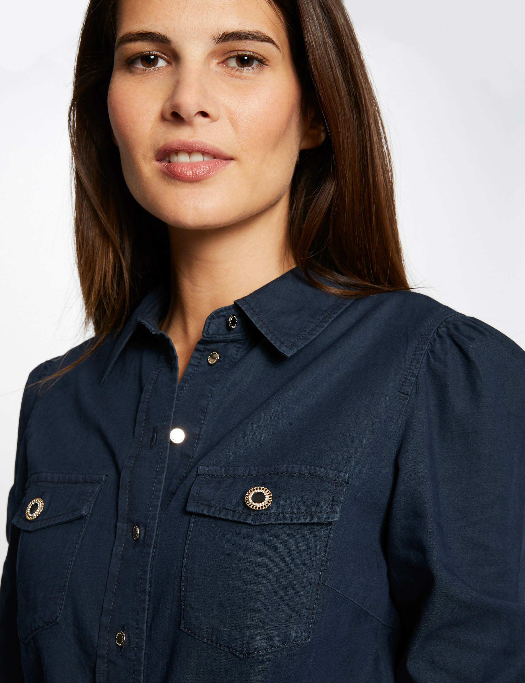 Chemise manches longues en jean jean brut femme