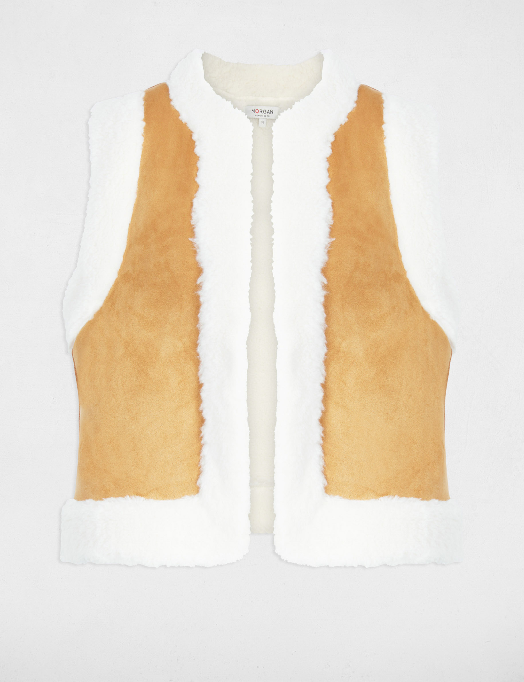 veste droite sans manches camel femme Veste droite sans manches camel femme