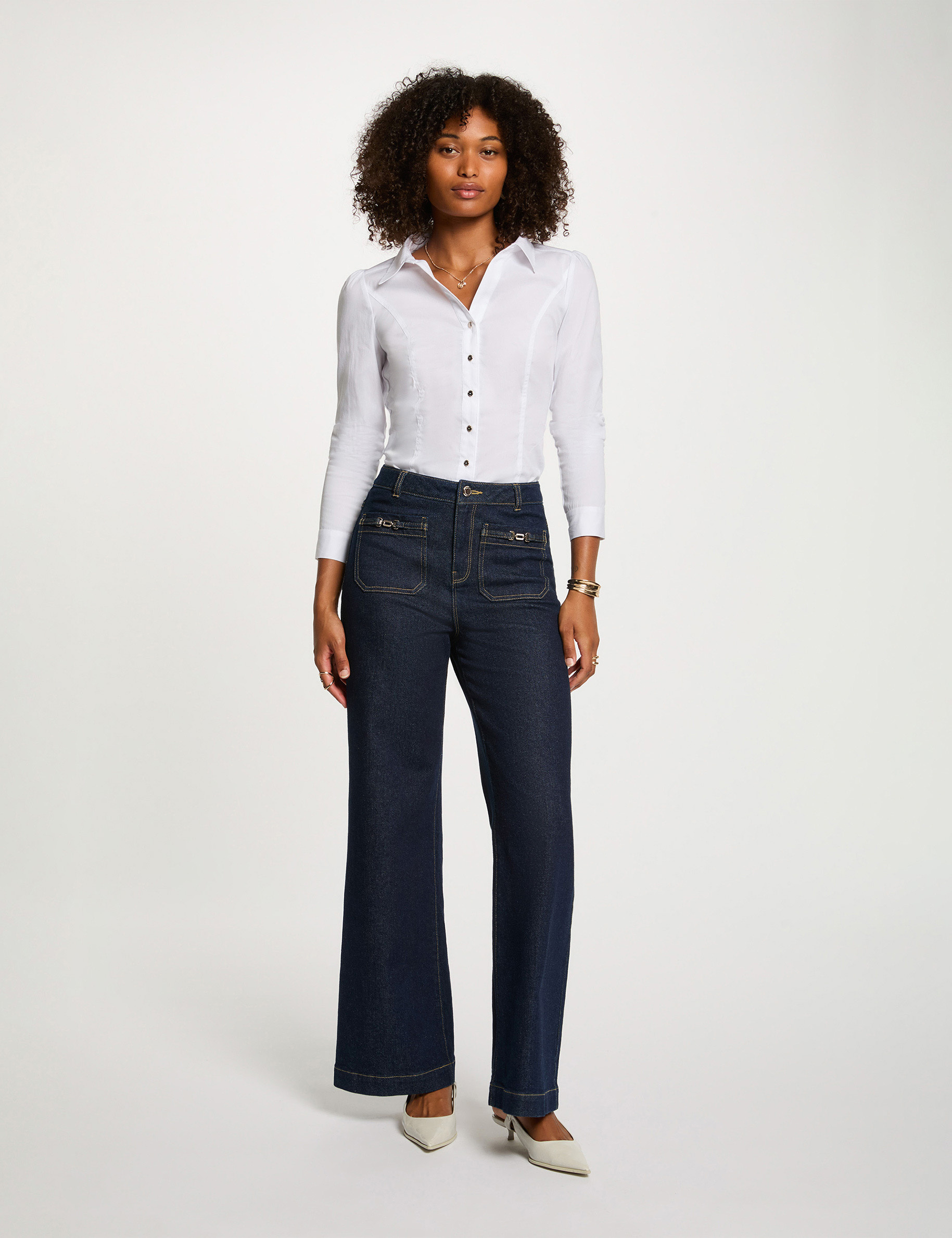 Chemise manches longues blanc femme
