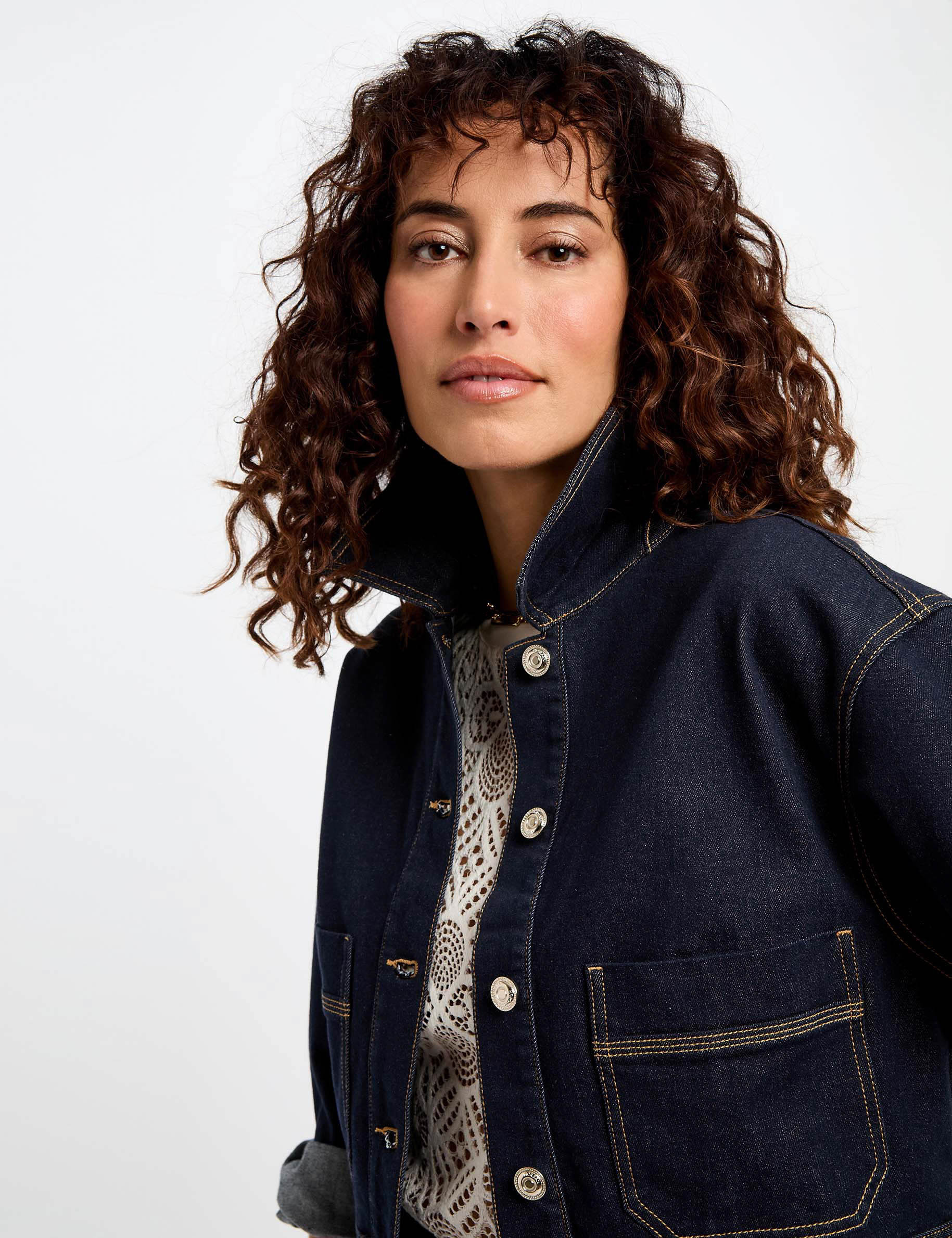 kort jeansjack ruw denim vrouw Kort jeansjack ruw denim vrouw