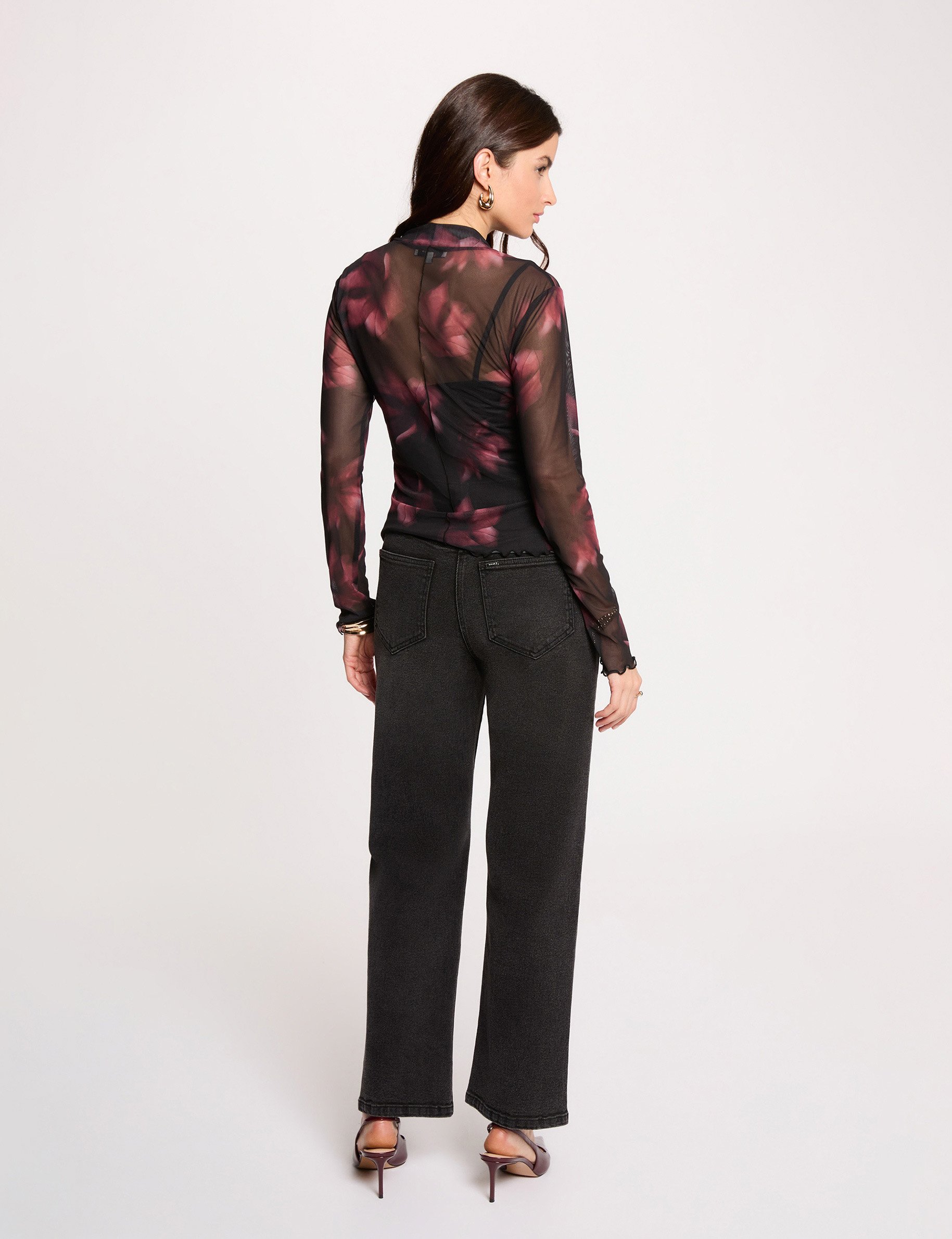 Getailleerd T-shirt lange mouwen meerkleurig vrouw