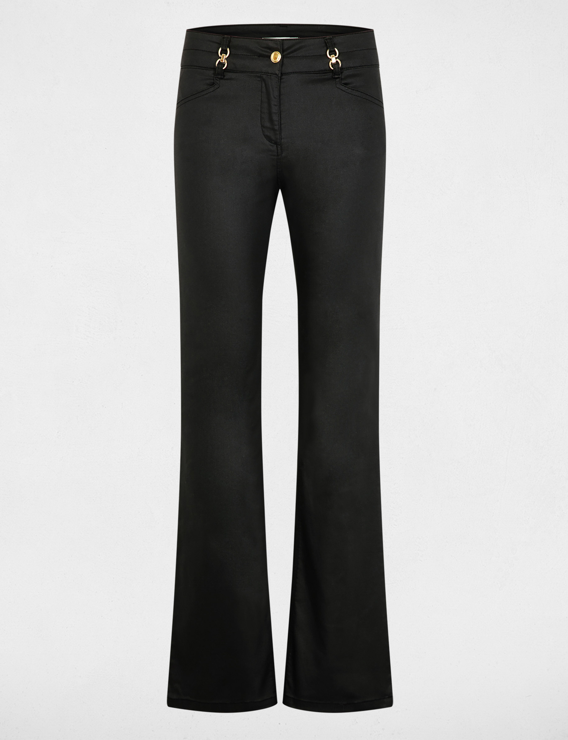 bootcut broek met coating zwart vrouw Bootcut broek met coating zwart vrouw