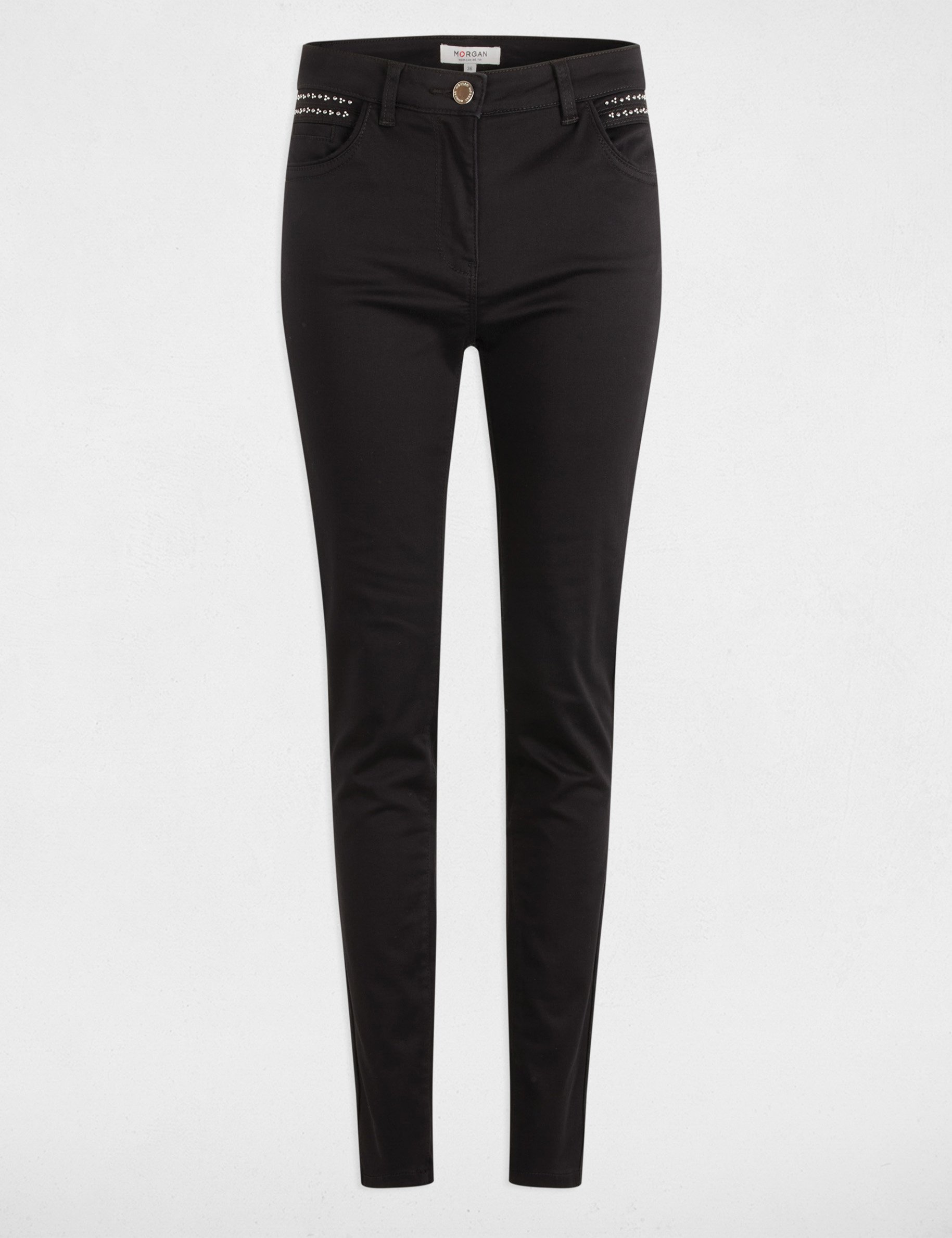 pantalon slim enduit noir femme Pantalon slim enduit noir femme