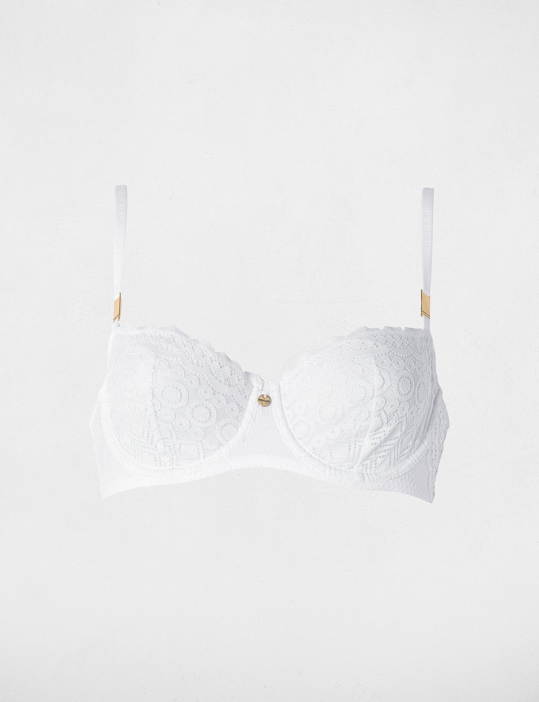 Soutien-gorge dentelle bretelles fines blanc femme