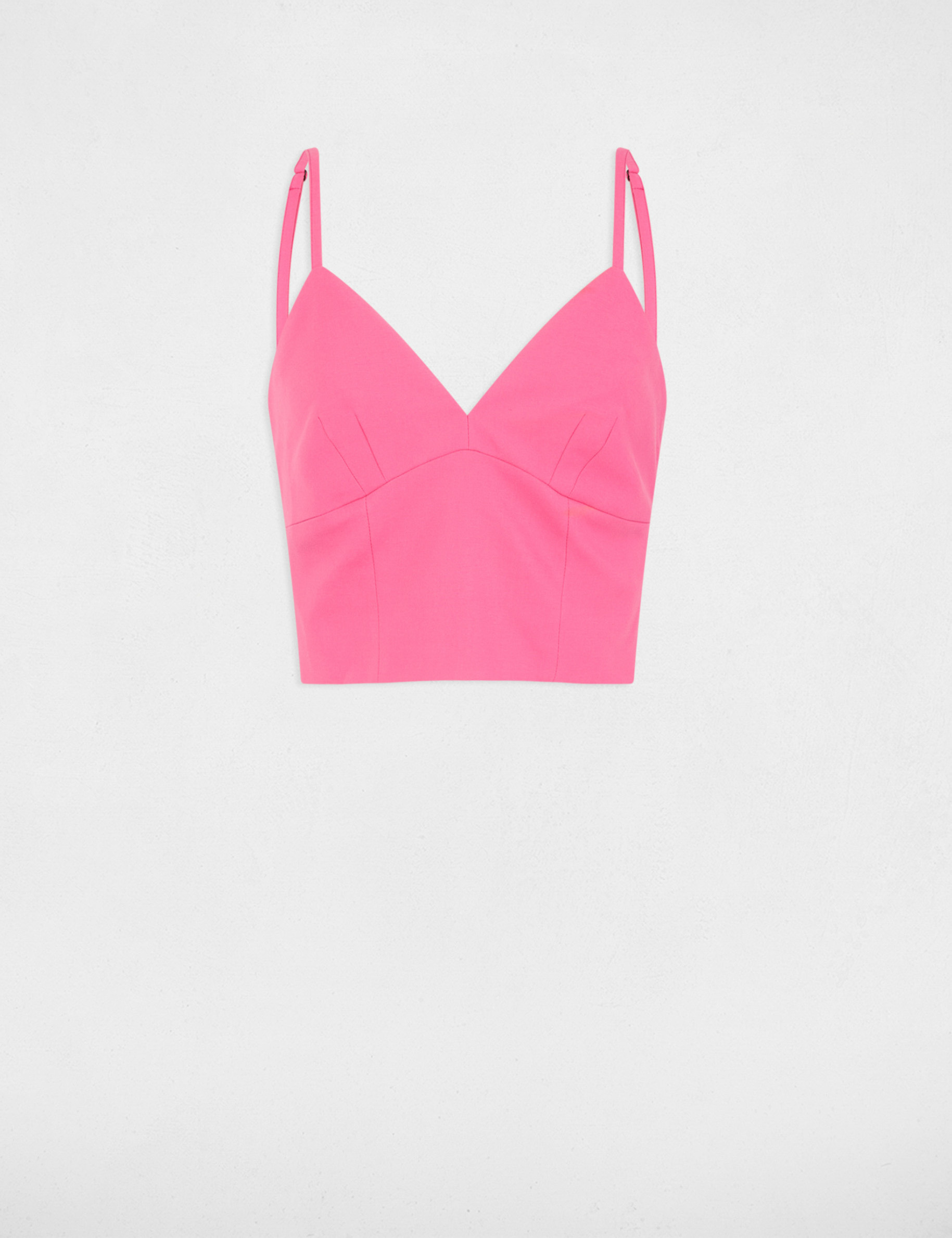 crop top met smalle bandjes roze vrouw Crop top met smalle bandjes roze vrouw