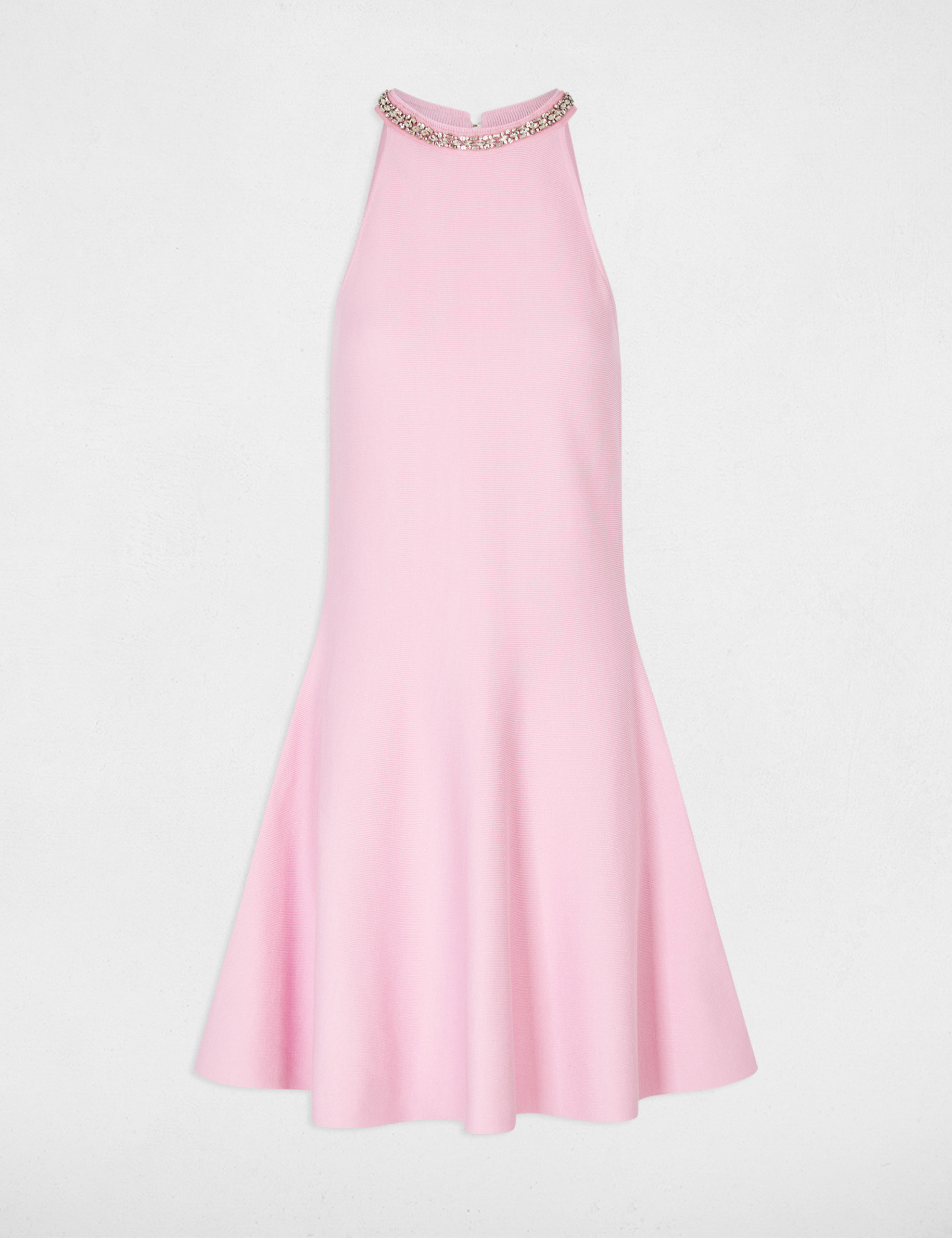 Gebreide trapeze jurk lichtroze vrouw