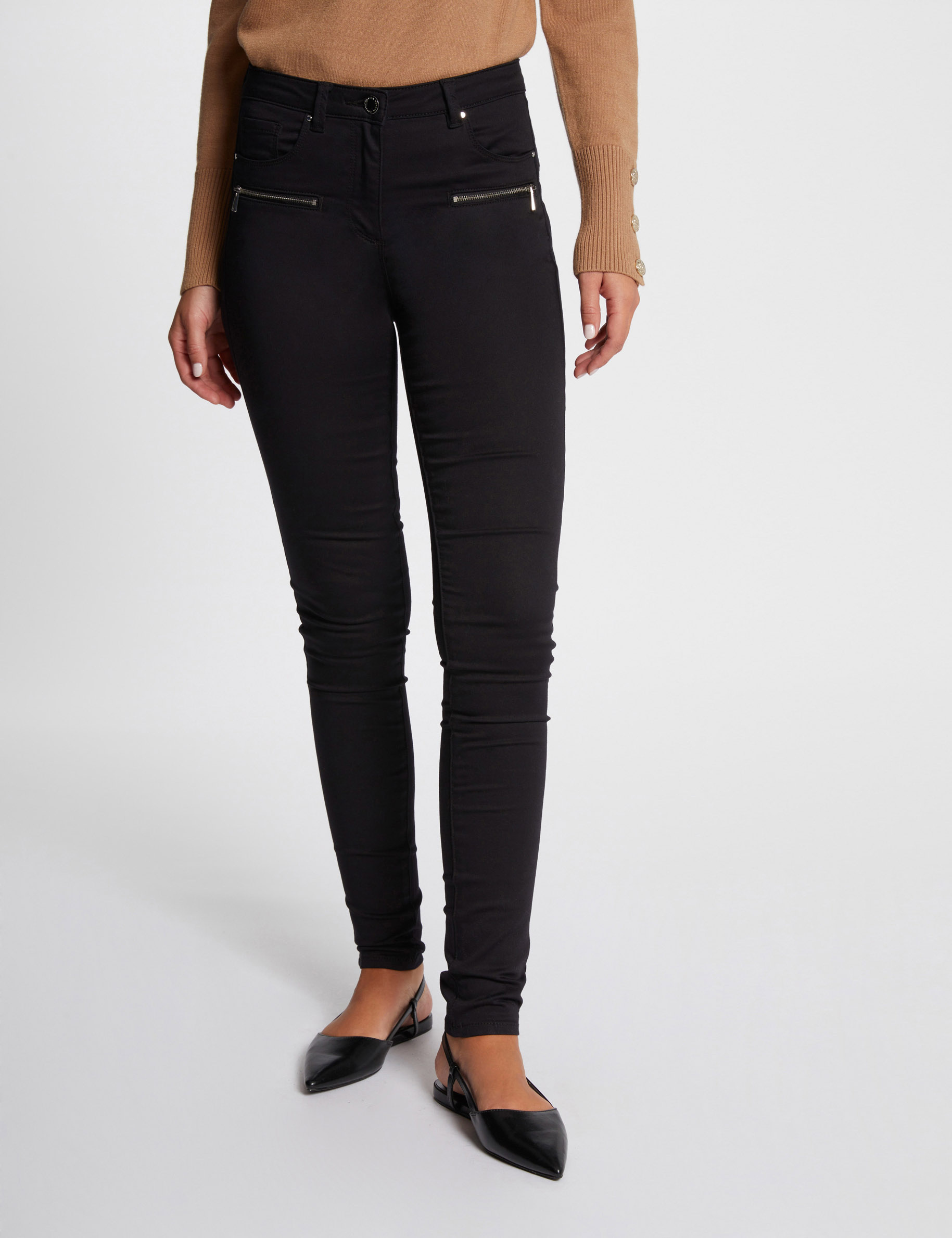 slimfit jeans met ritsdetails zwart vrouw Slimfit jeans met ritsdetails zwart vrouw