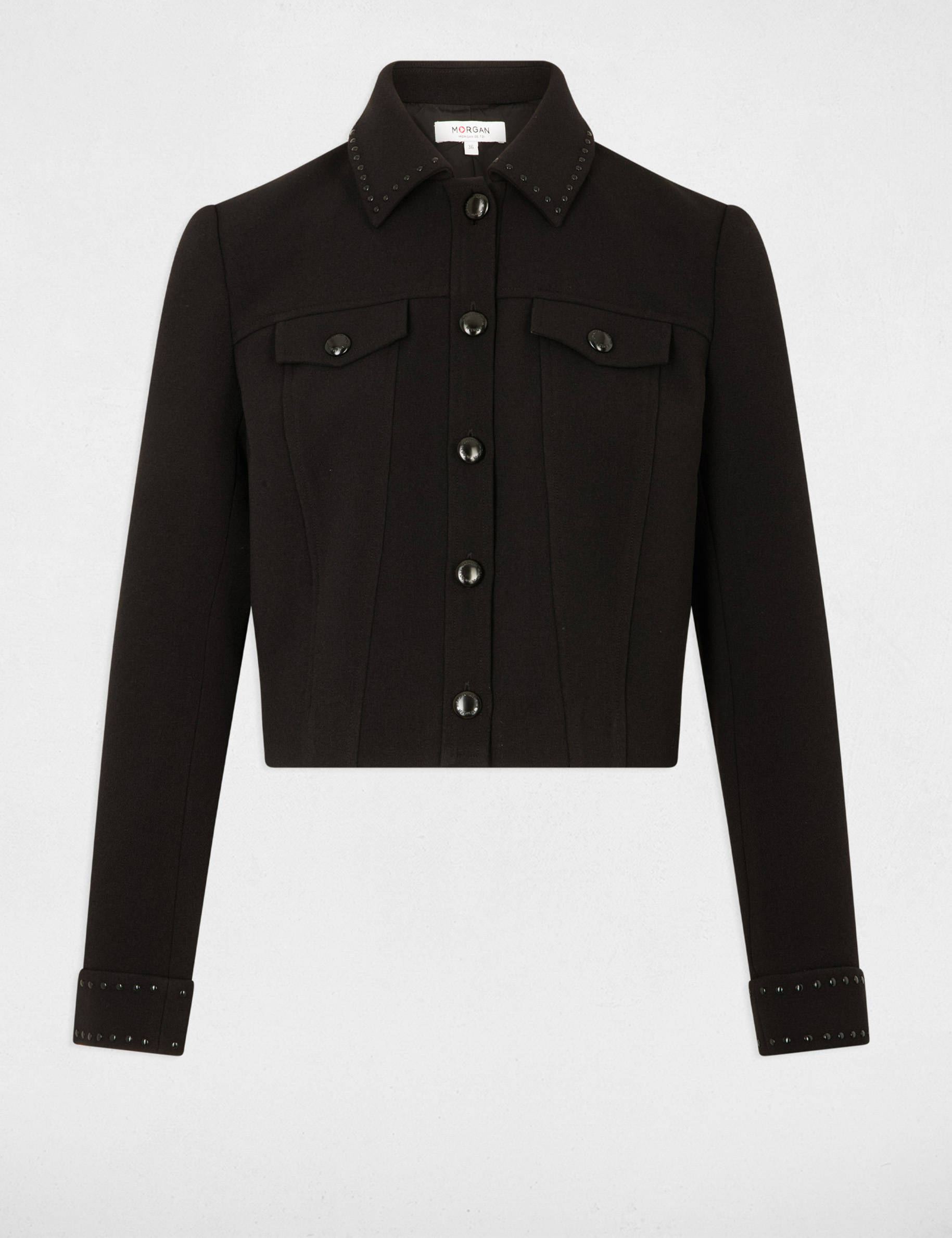 korte jas met studs zwart vrouw Korte jas met studs zwart vrouw