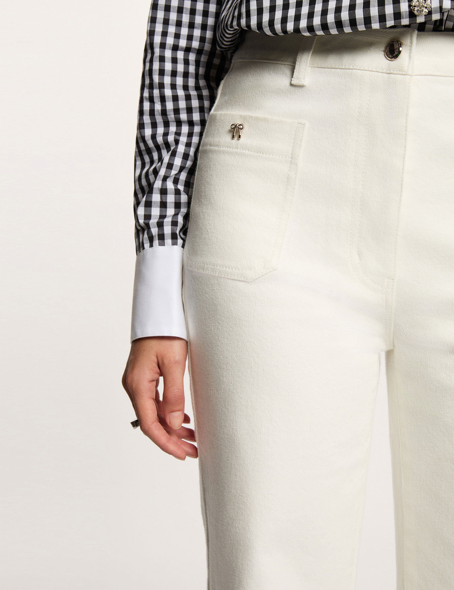 Jean large 7/8 blanc femme