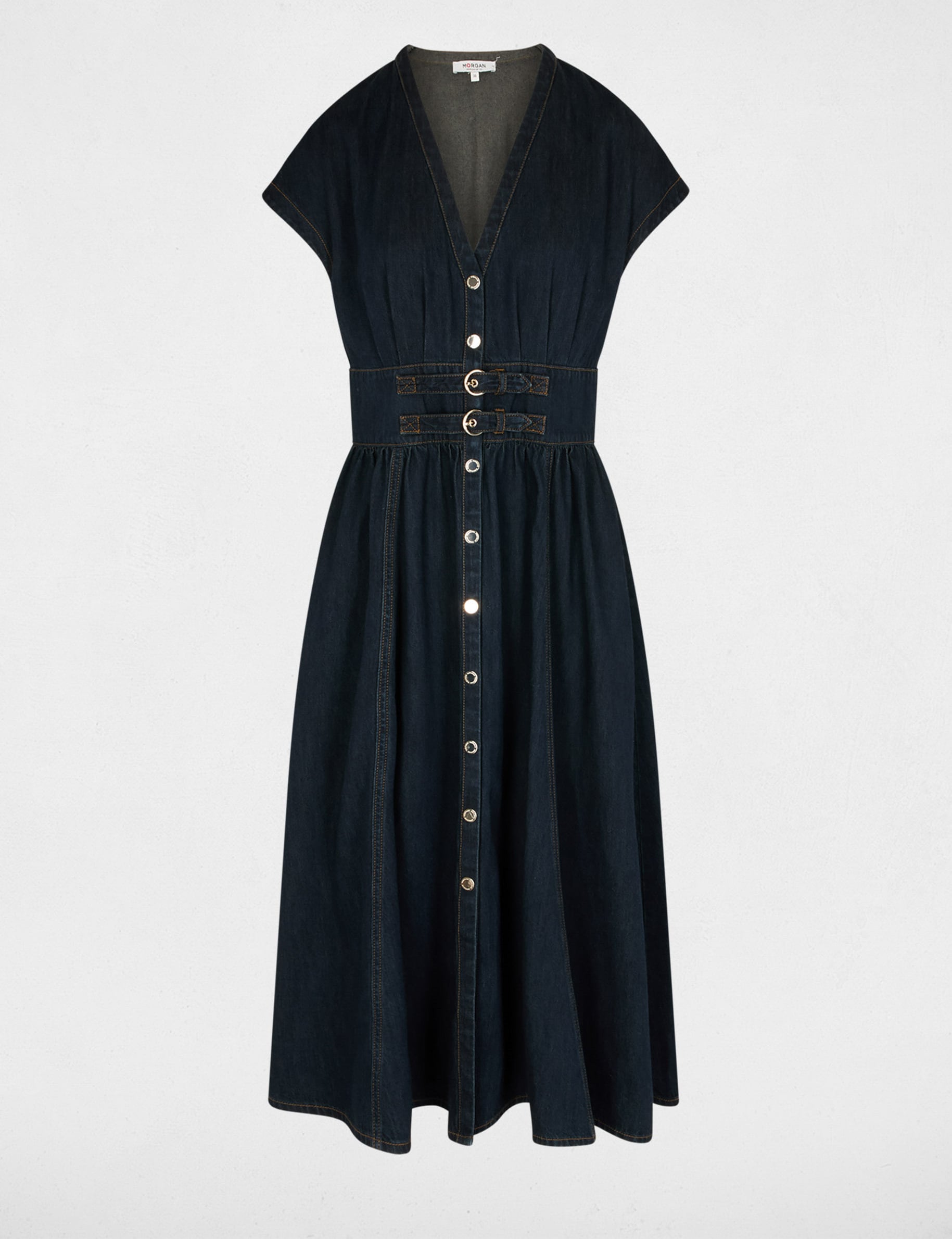Midijurk van denim bleu vrouw