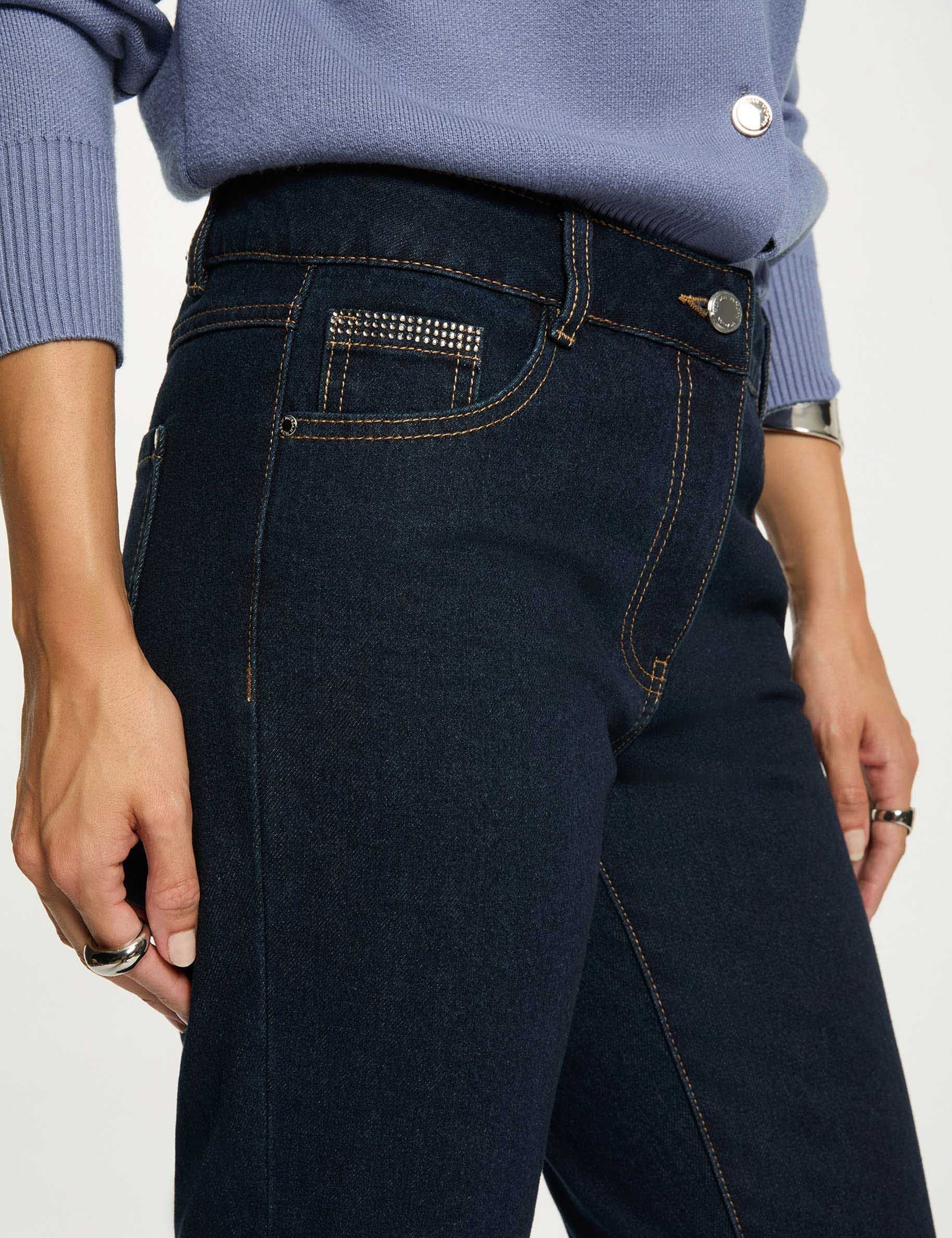 rechte jeans met strass ruw denim vrouw Rechte jeans met strass ruw denim vrouw