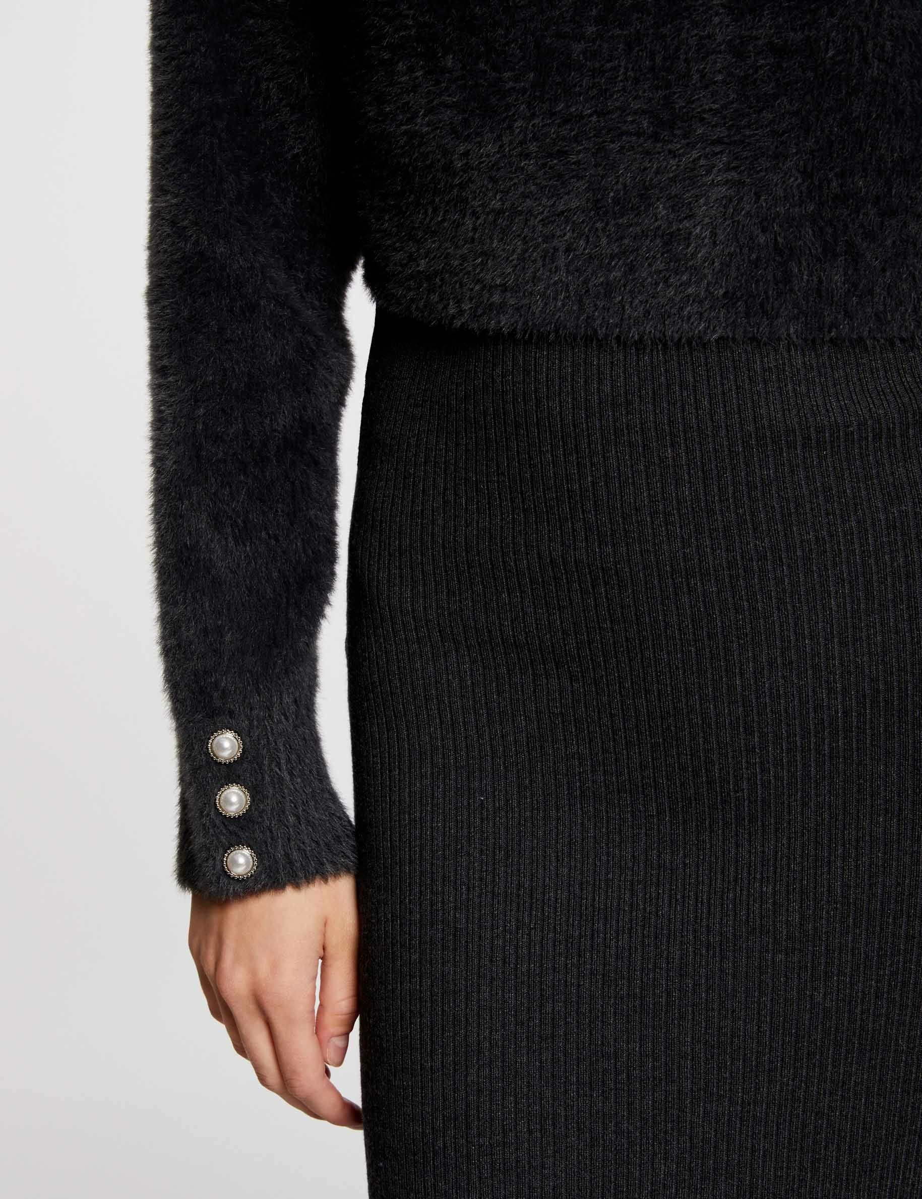 Gebreide midi jurk 2-in-1 donkergrijs vrouw