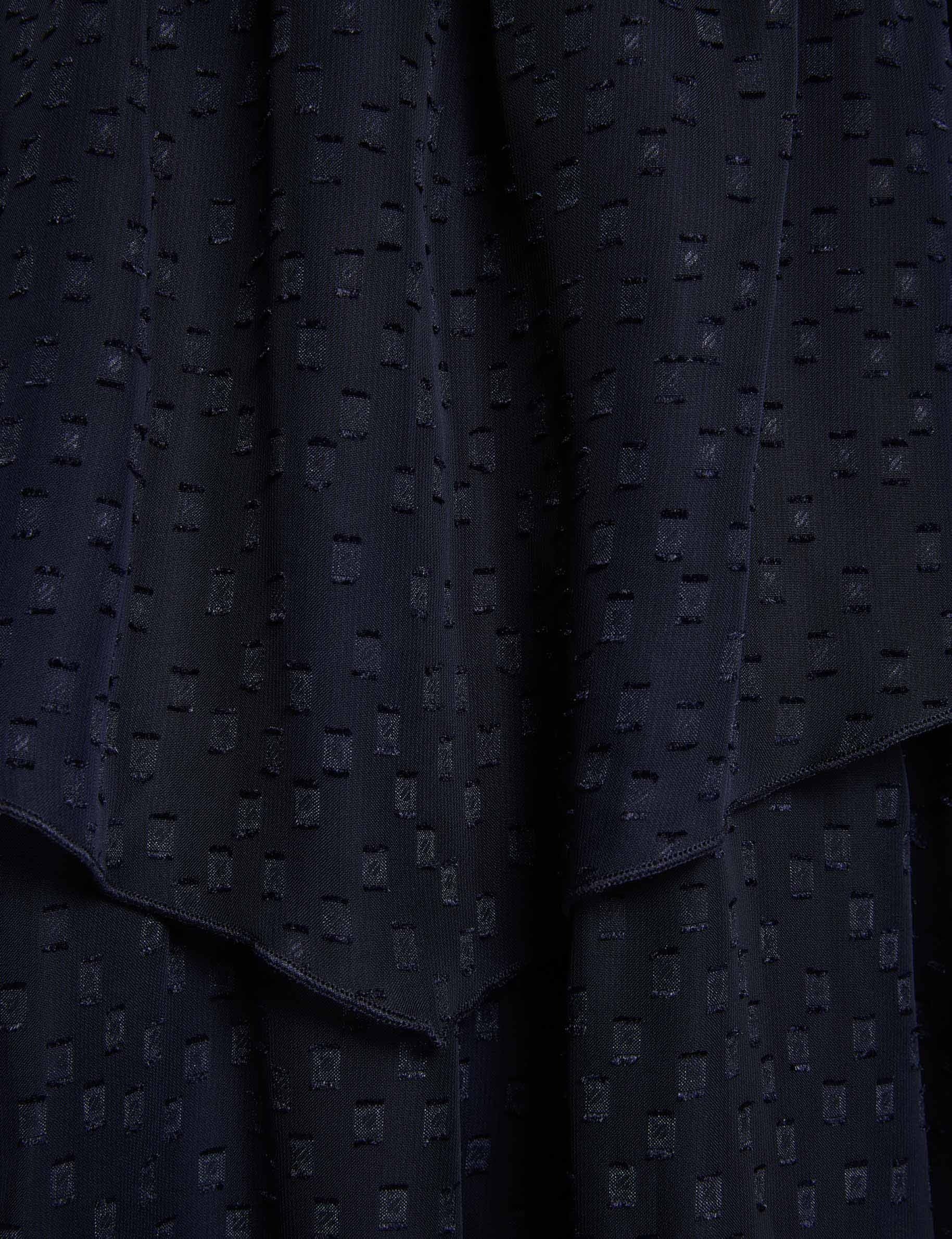 Jurk van voile met fijne bandjes marineblauw vrouw