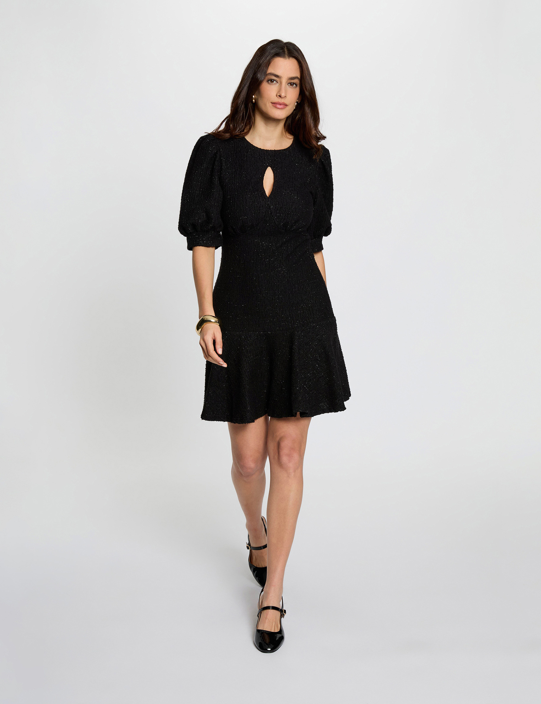 Robe manches bouffantes noir femme