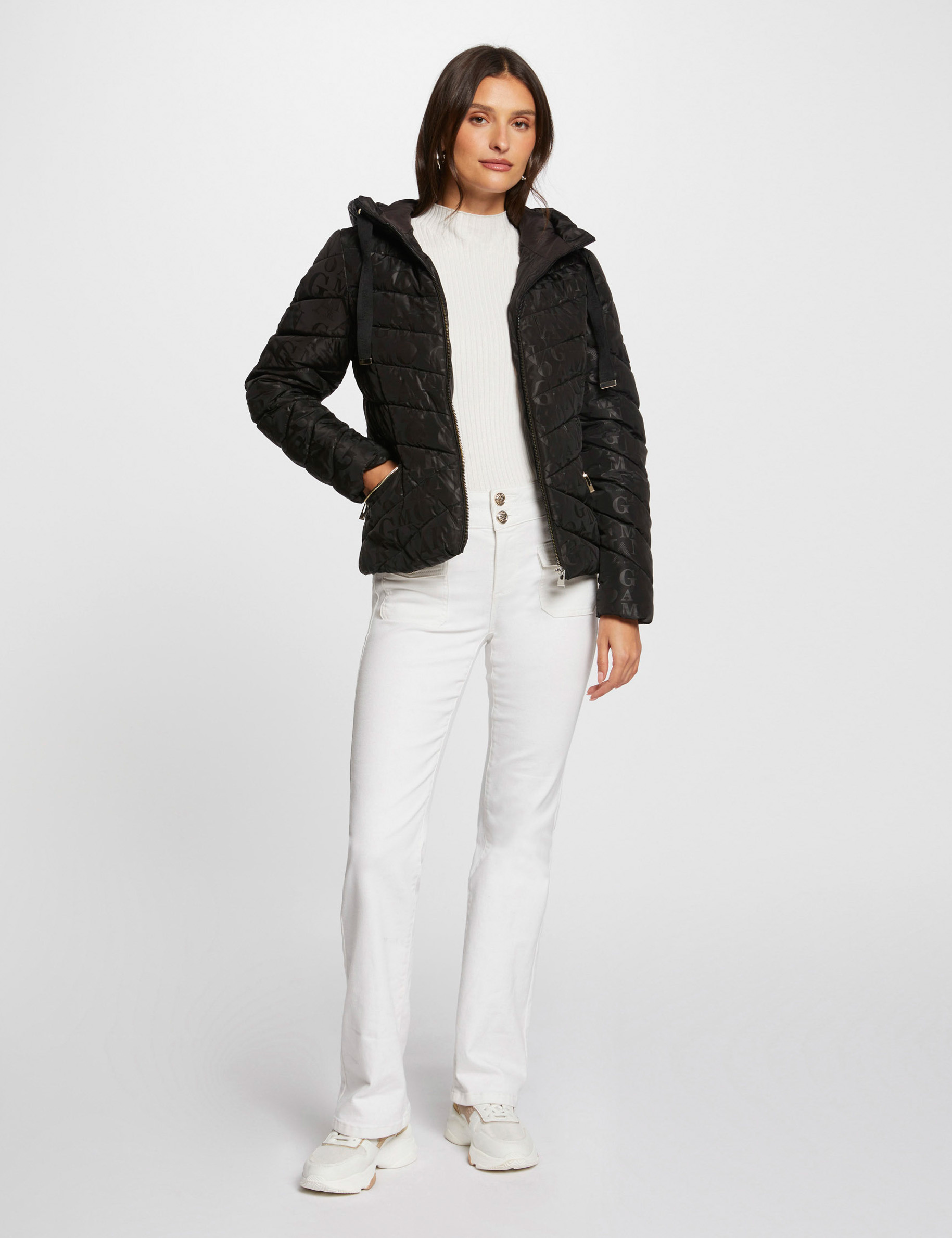 doudoune imprime monogramme noir femme Doudoune imprimé monogramme noir femme