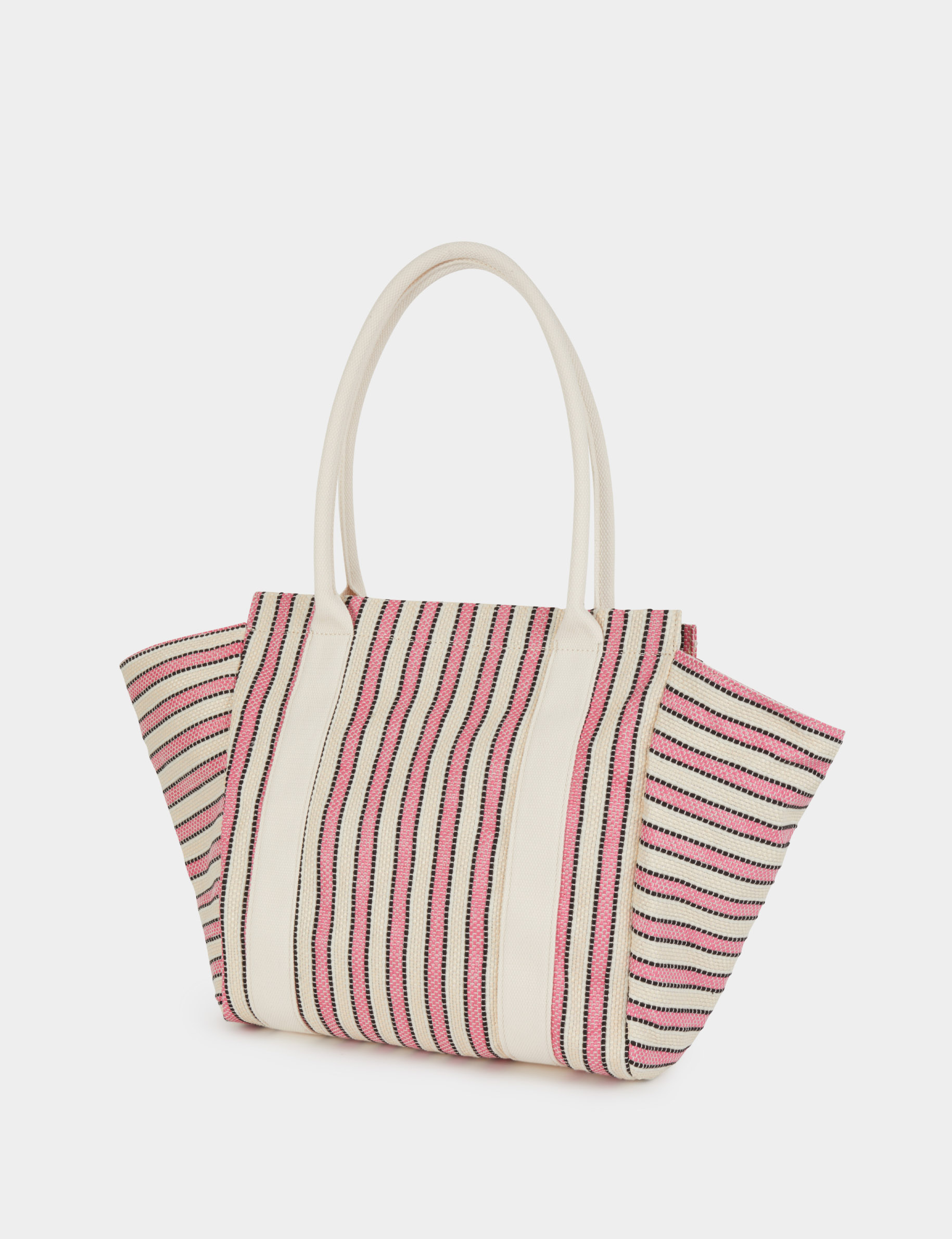 Gestreepte shopper ivoor vrouw