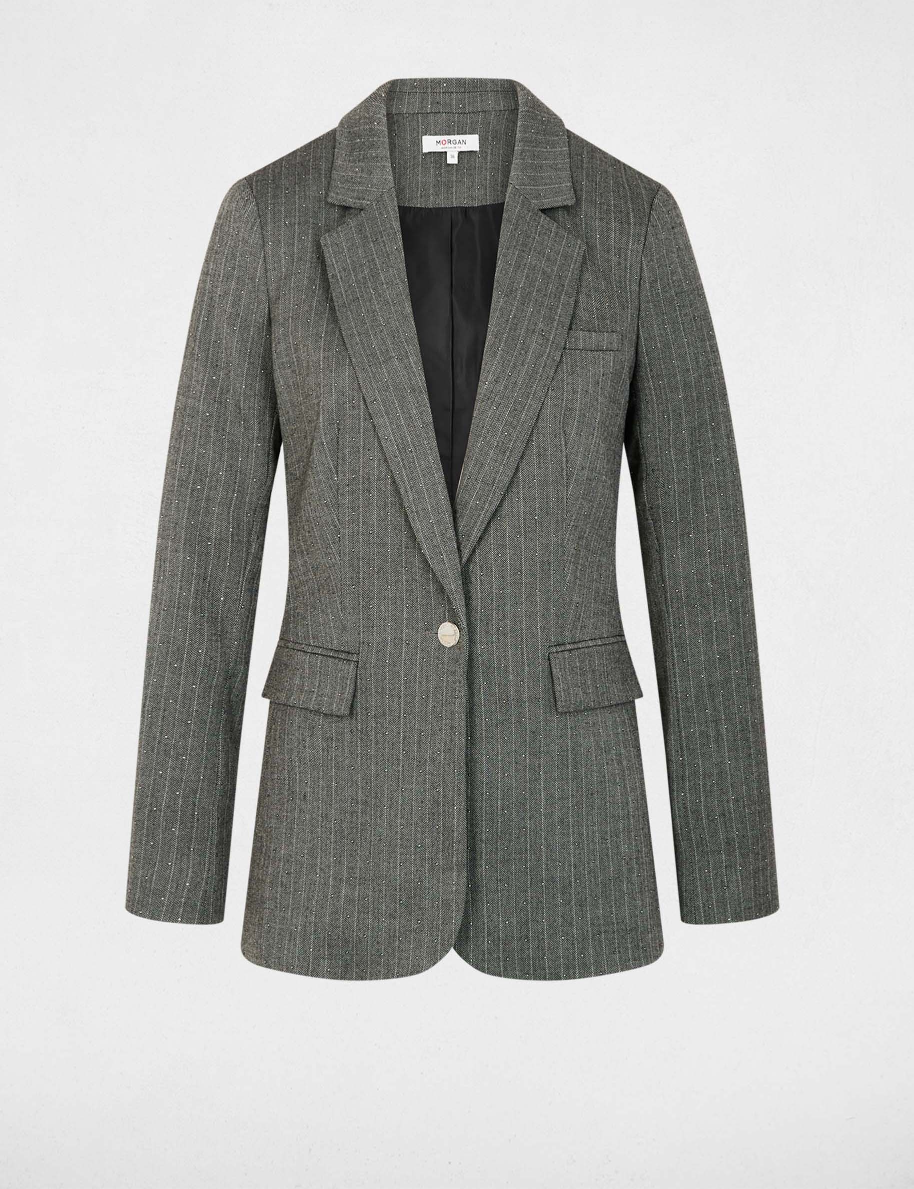 veste ajustee a rayures gris moyen femme Veste ajustée à rayures gris moyen femme