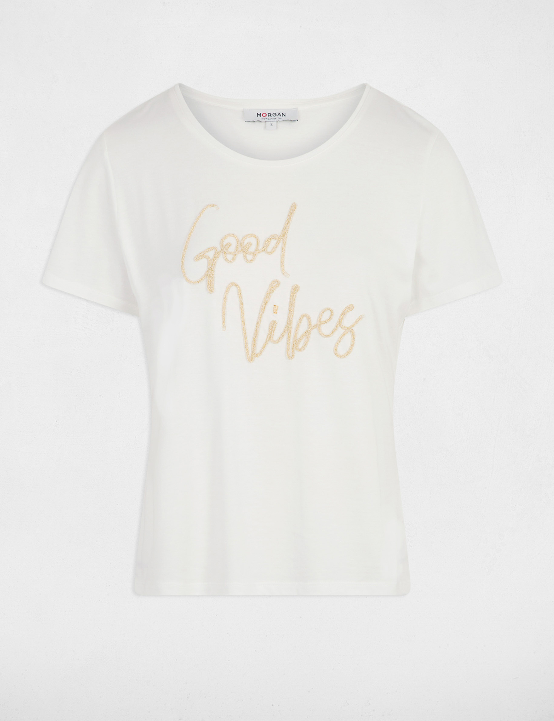 T-shirt droit inscription blanc femme