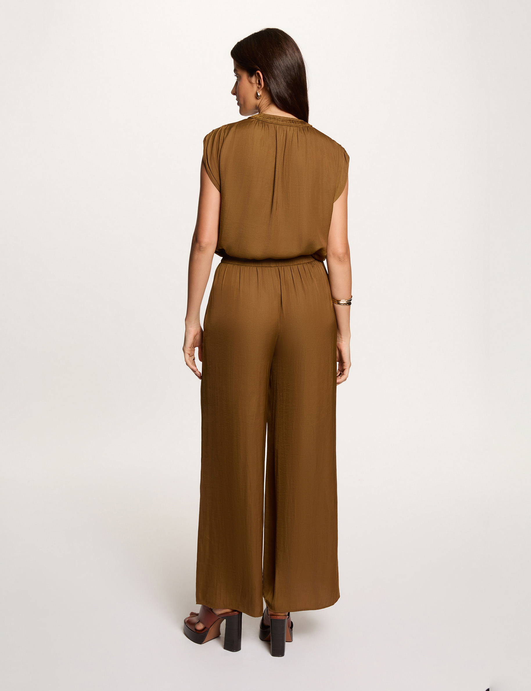 Blouse met korte mouwen camel vrouw