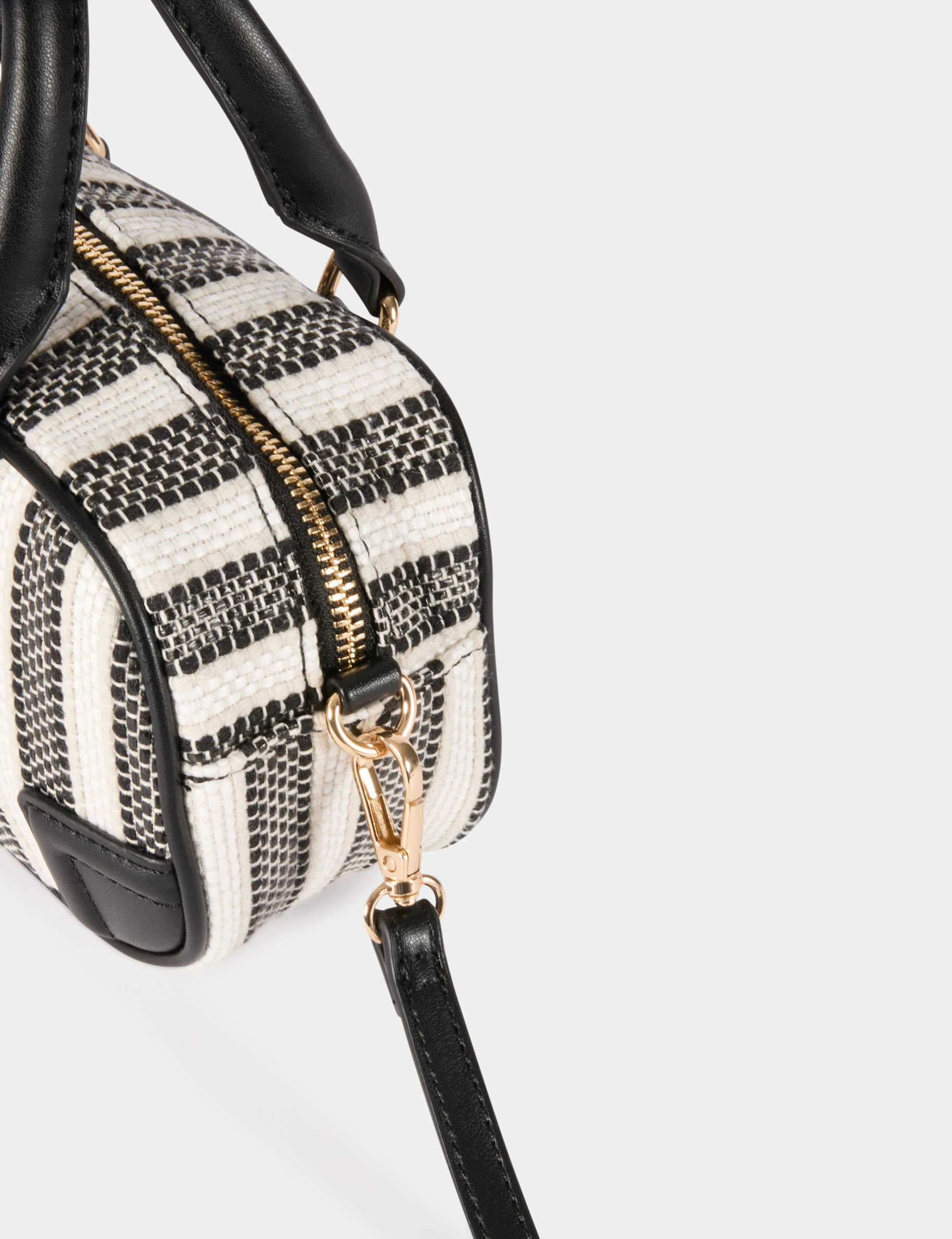 Gestreepte geweven tas ivoor vrouw