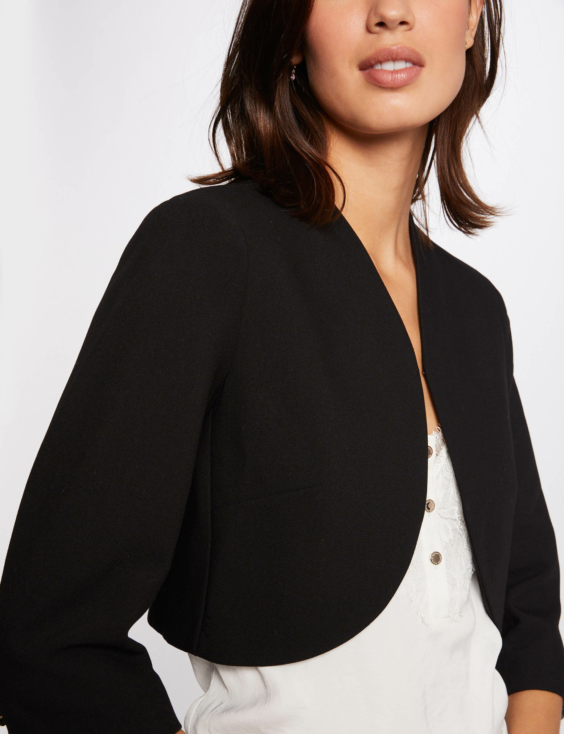Veste droite manches 3/4 noir femme Veste droite manches 3/4 noir femme