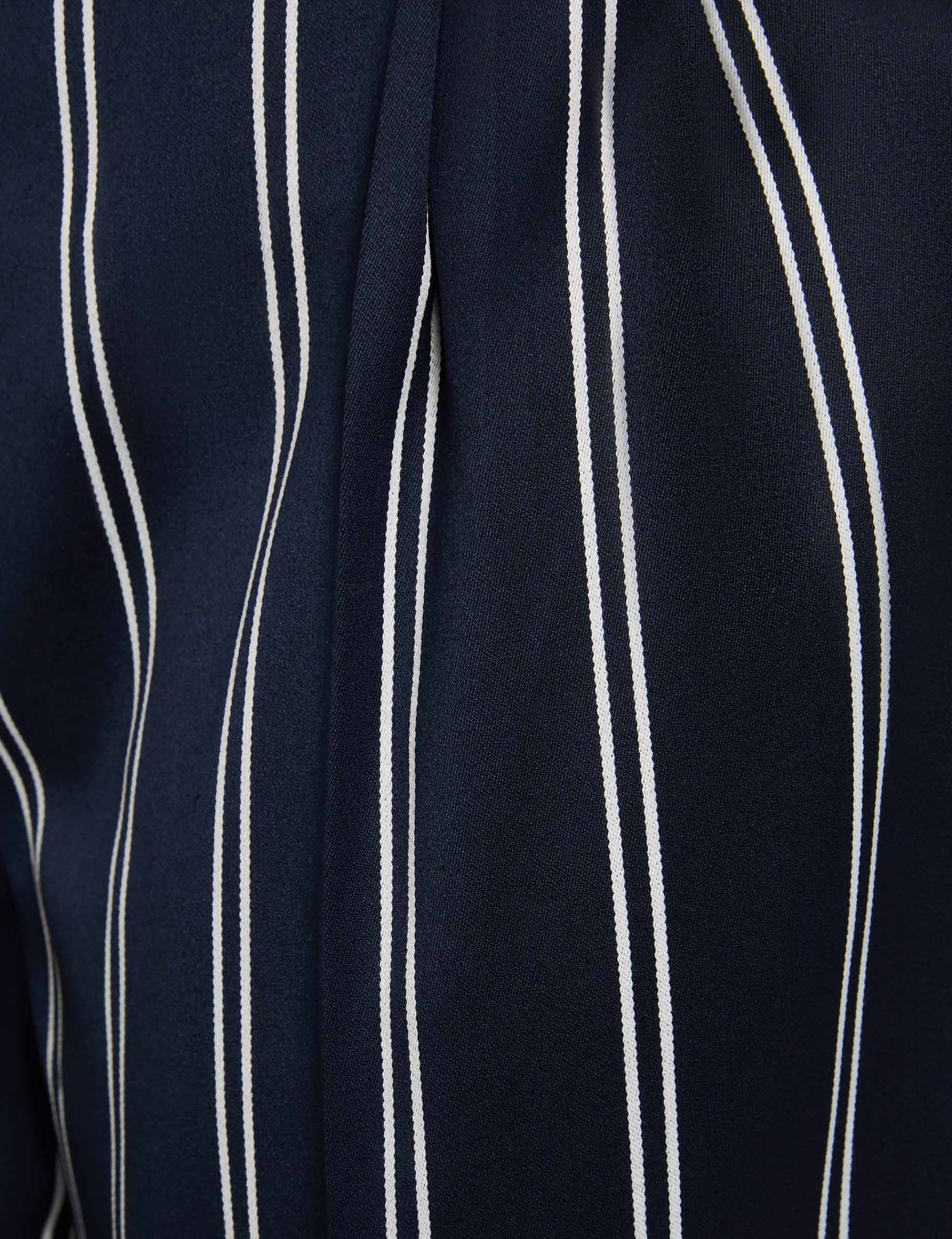Hoge taille wijde broek marineblauw vrouw