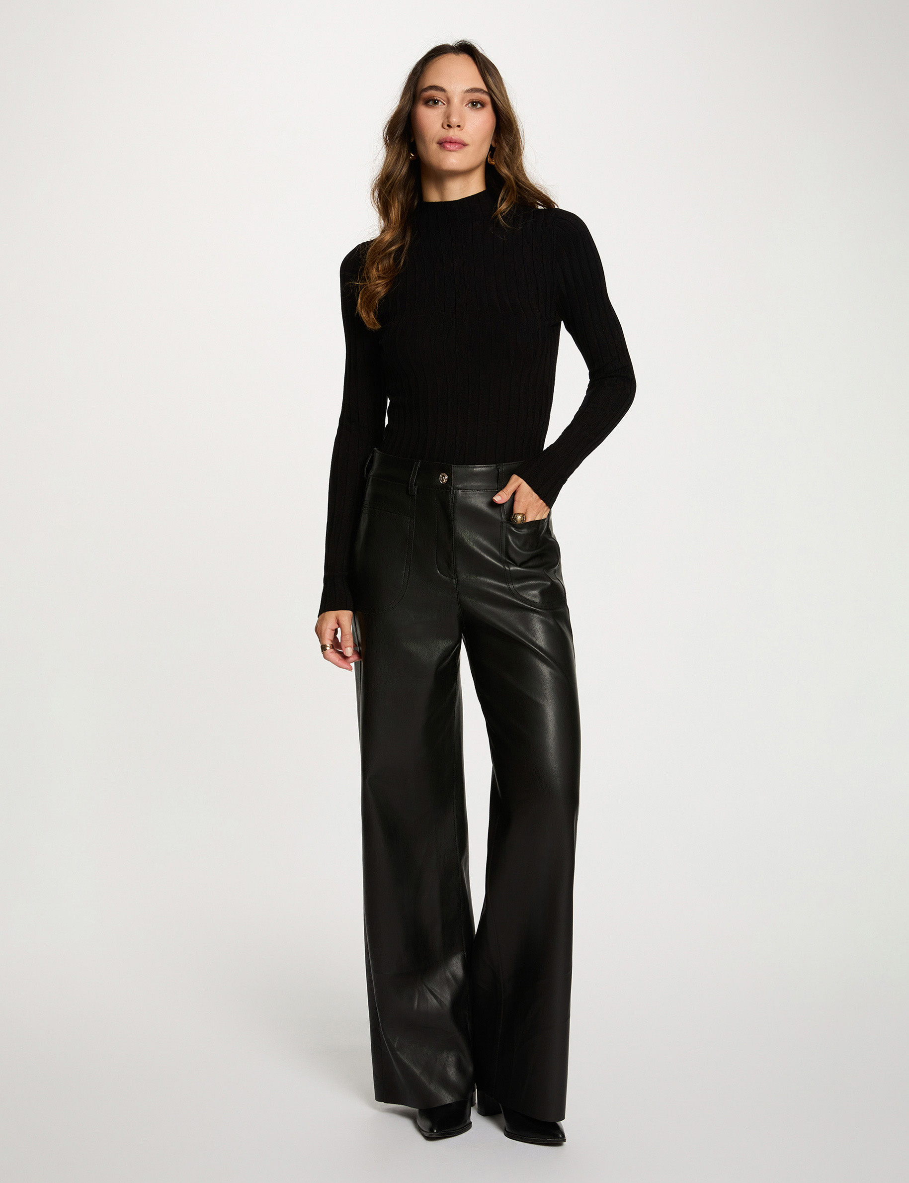 Pull col montant noir femme