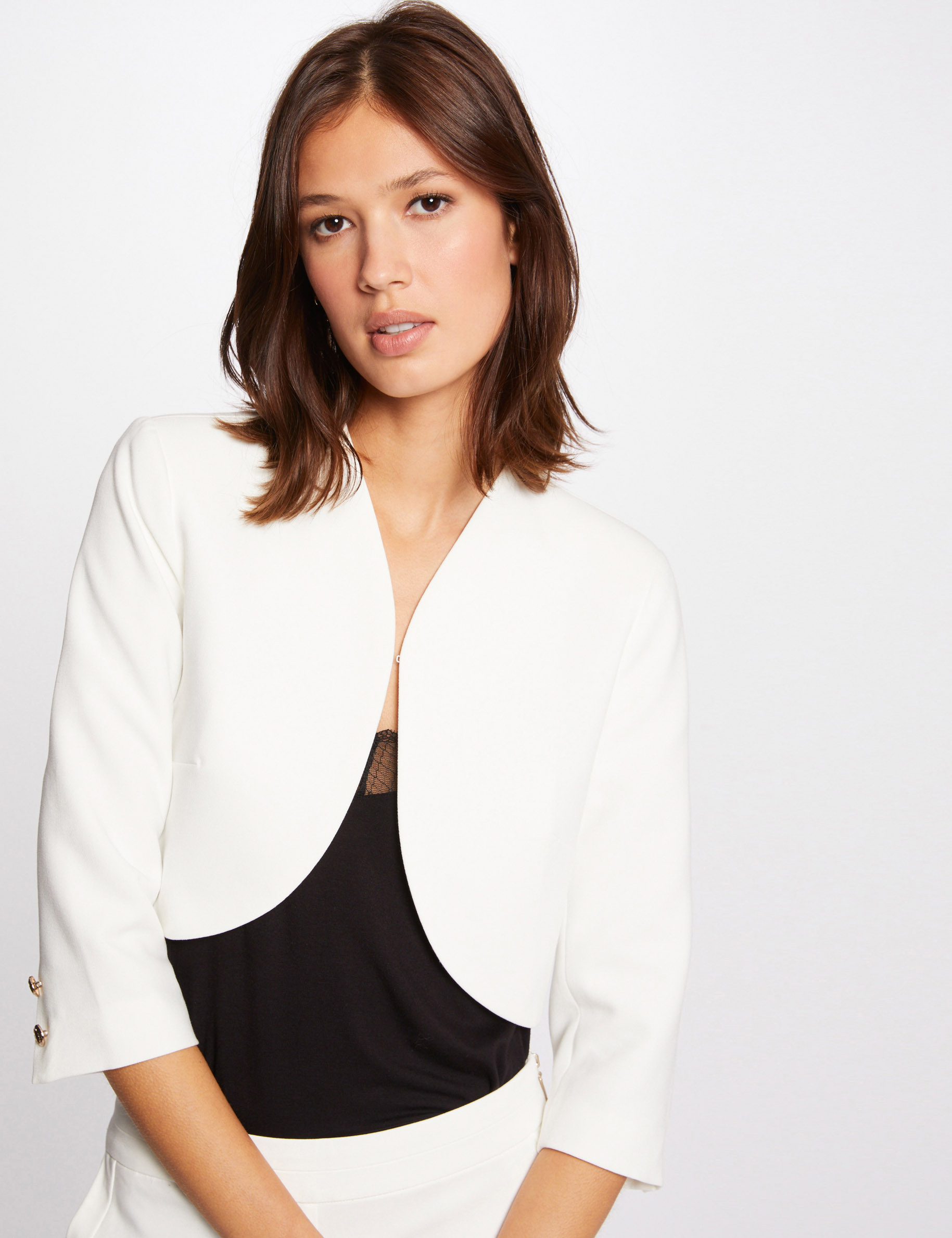veste droite manches 34 ivoire femme Veste droite manches 3/4 ivoire femme