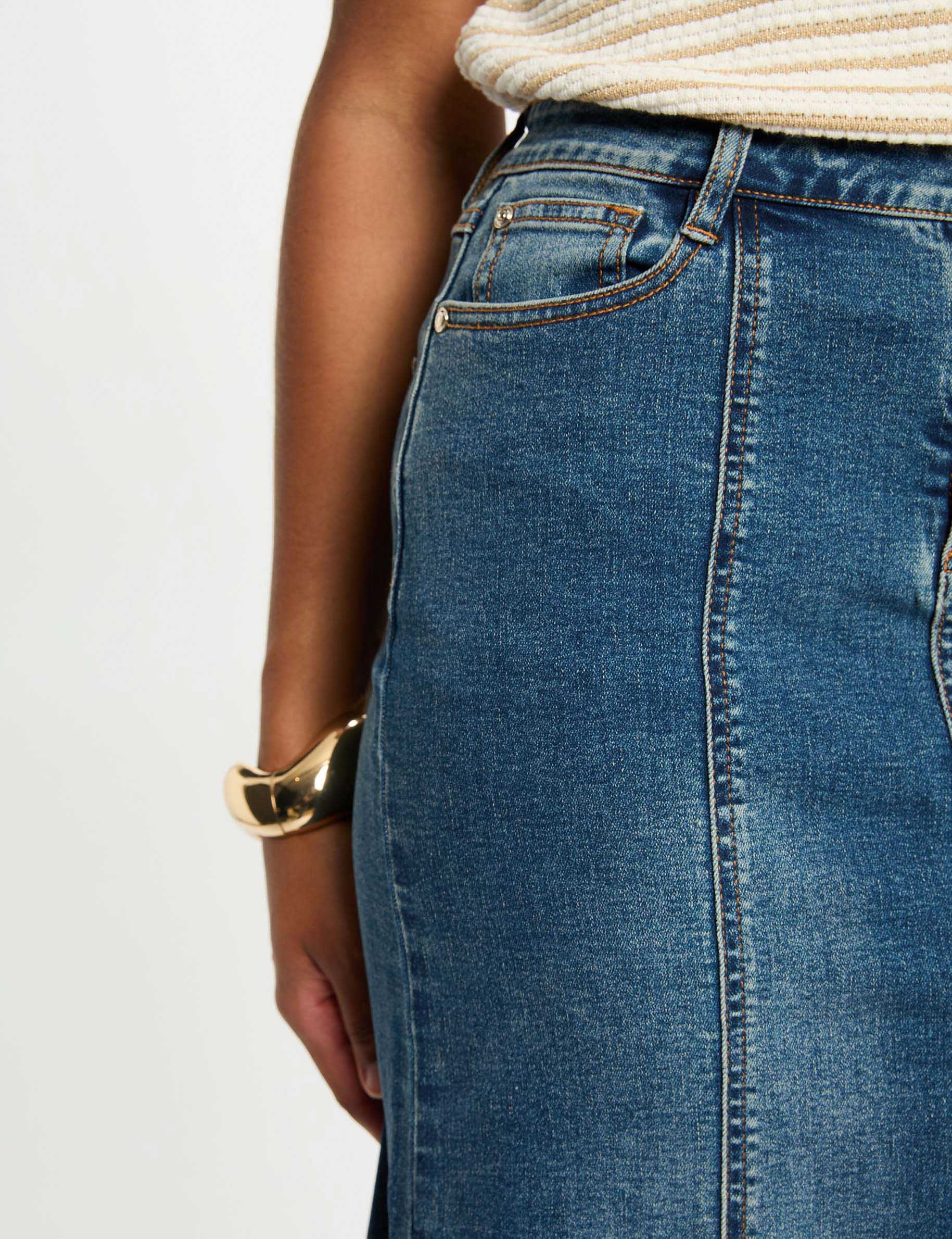 Jupe midi ajustée en jean denim stone femme