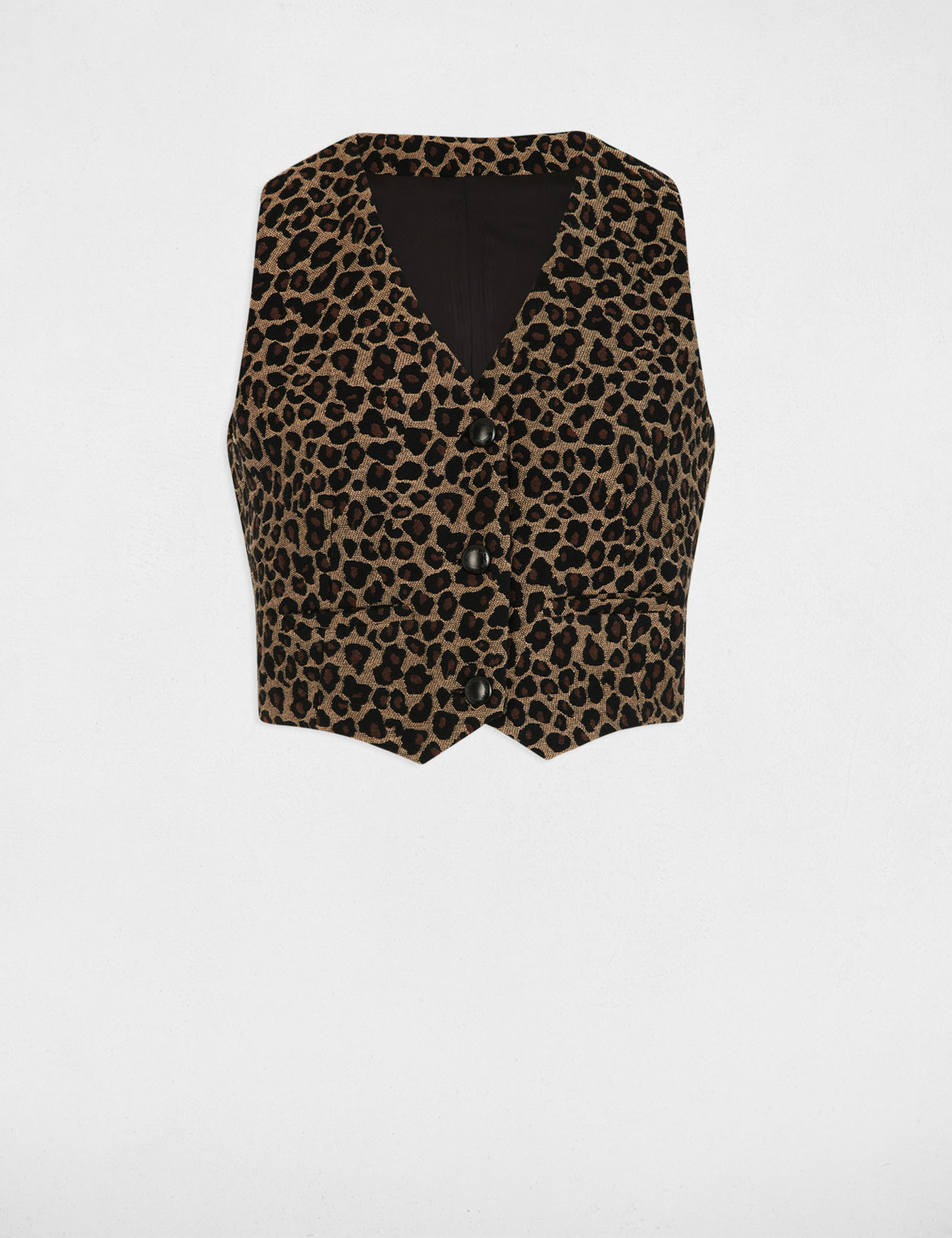mouwloos vest met print meerkleurig vrouw Mouwloos vest met print meerkleurig vrouw