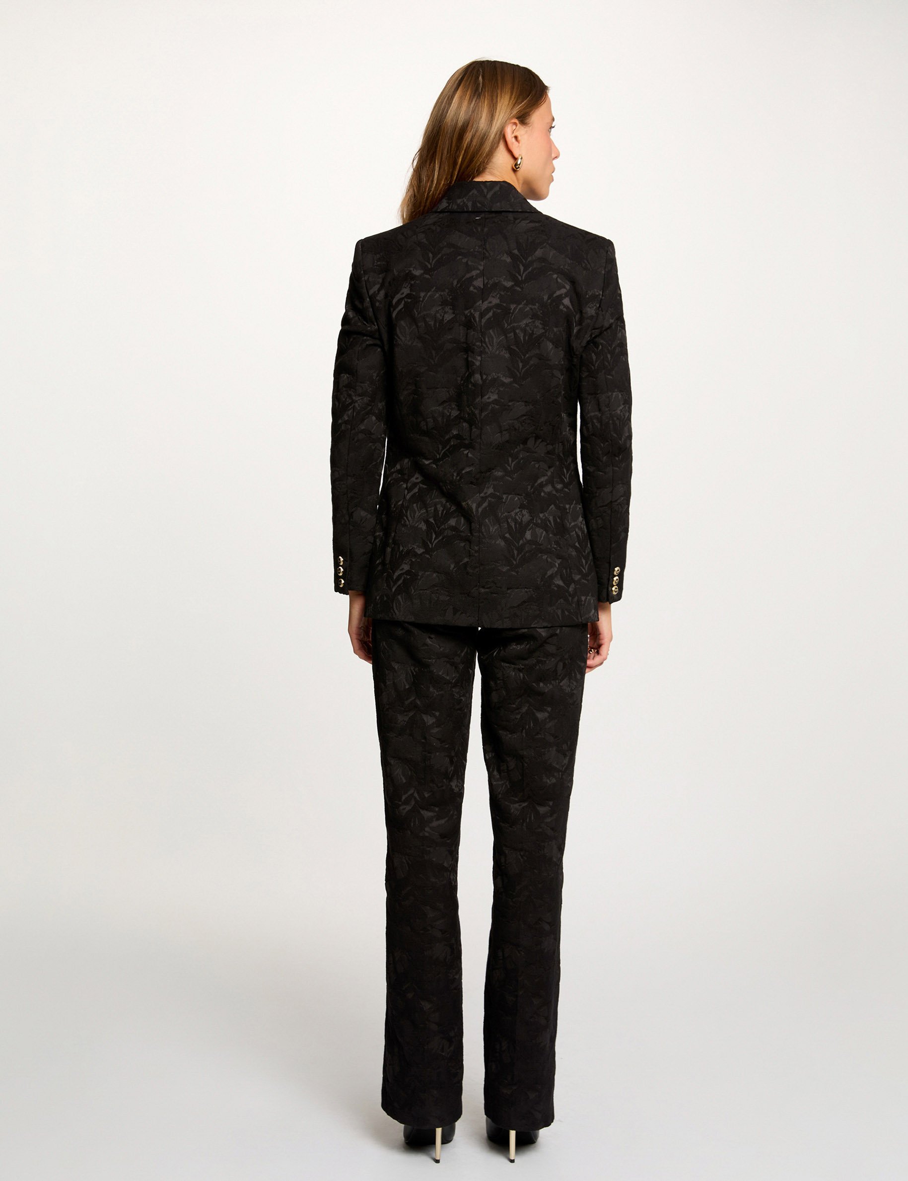 Pantalon slim taille haute noir femme