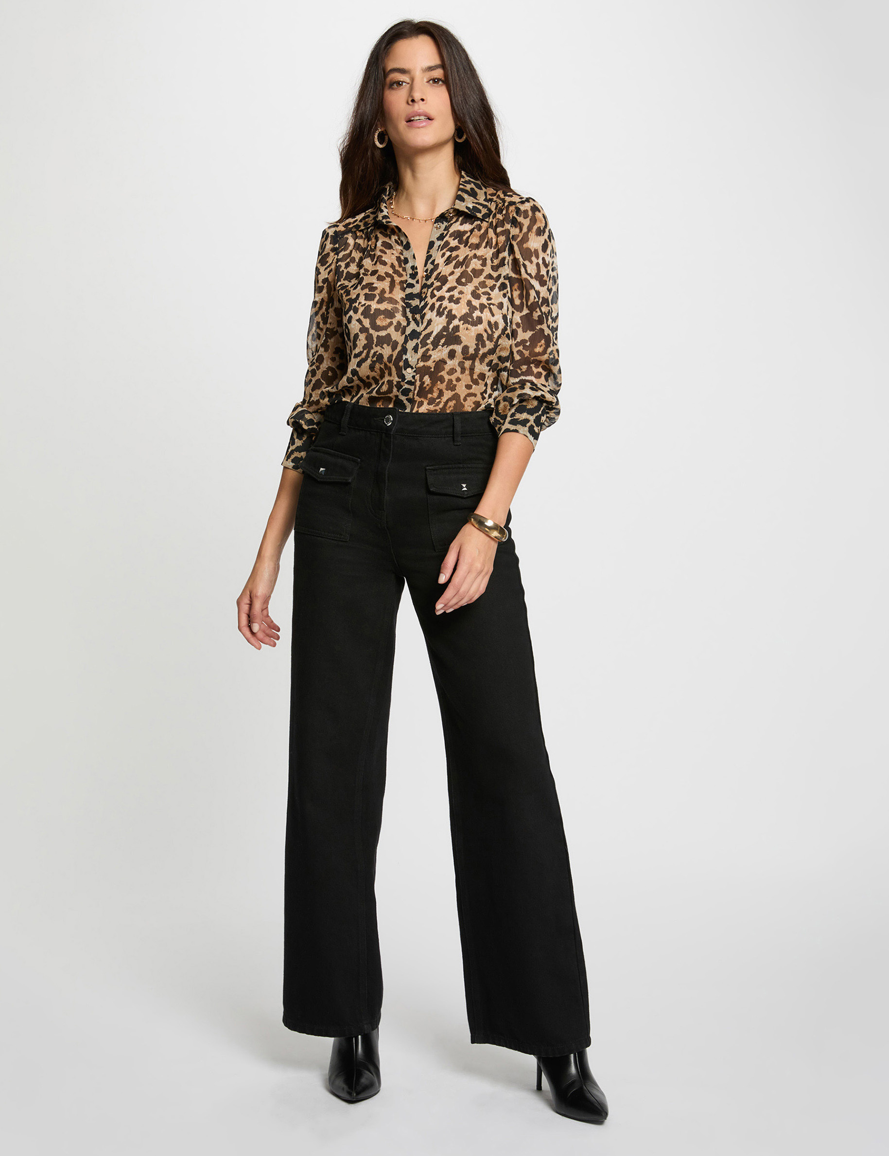 Chemise voile imprimée multicolore femme