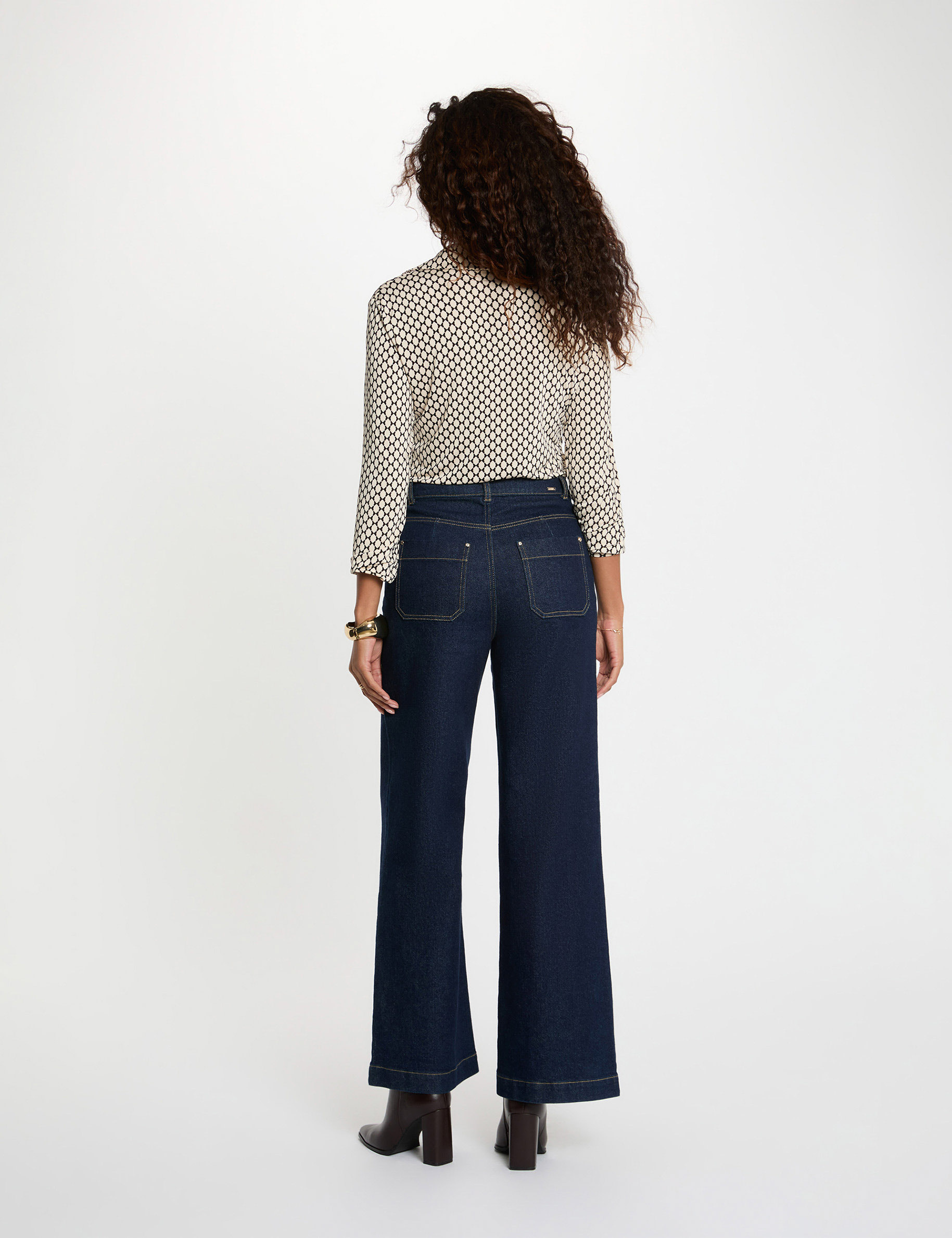 Rechte blouse met reverskraag zwart vrouw