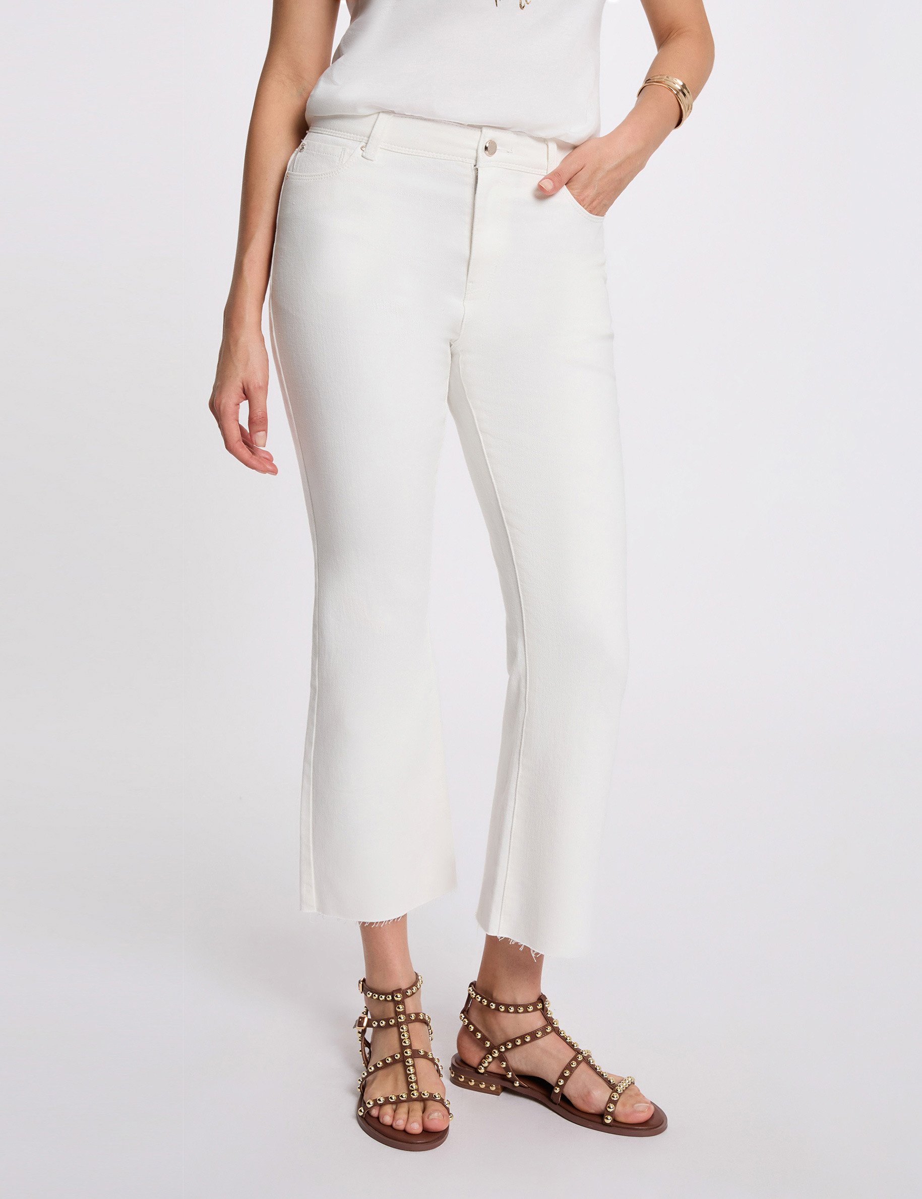 Jean slim crop blanc femme