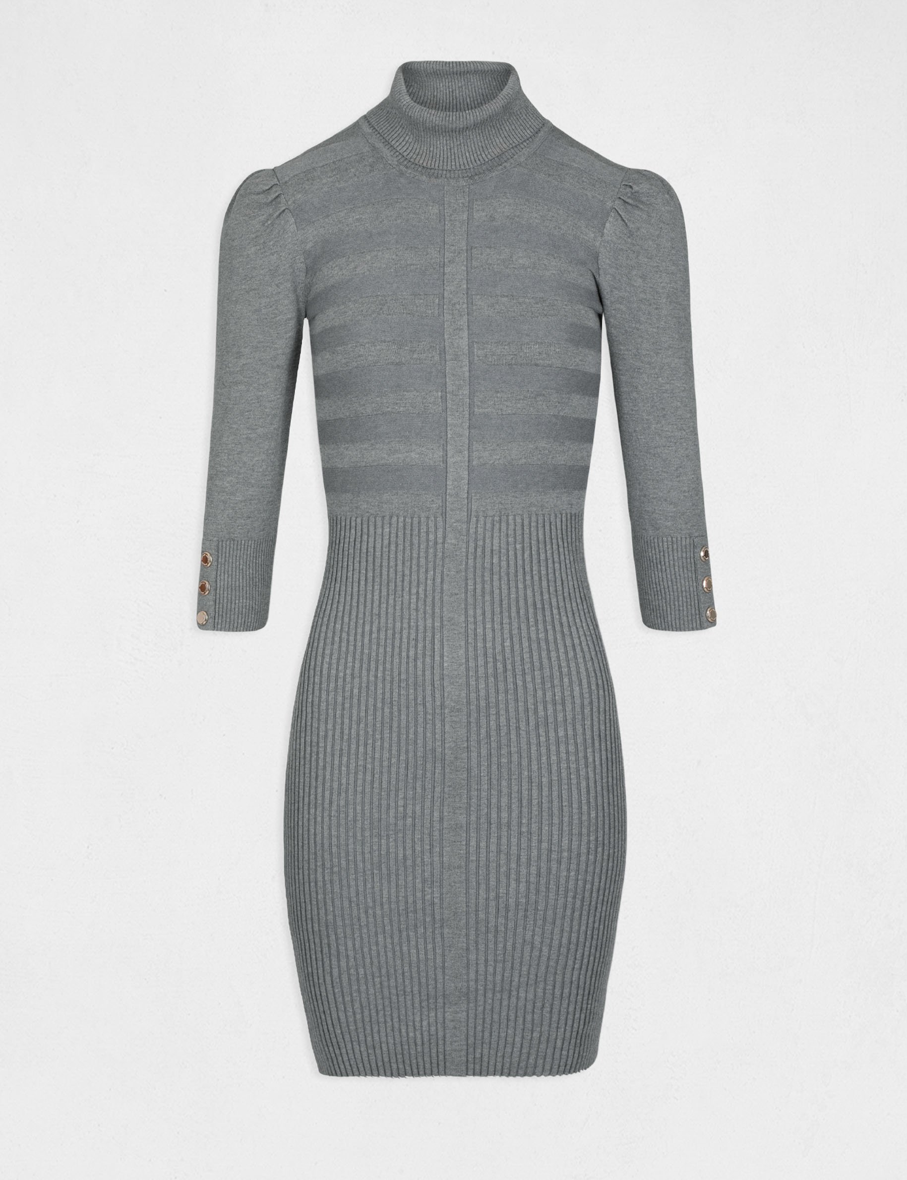 Getailleerde jurk met rolkraag donkergrijs vrouw