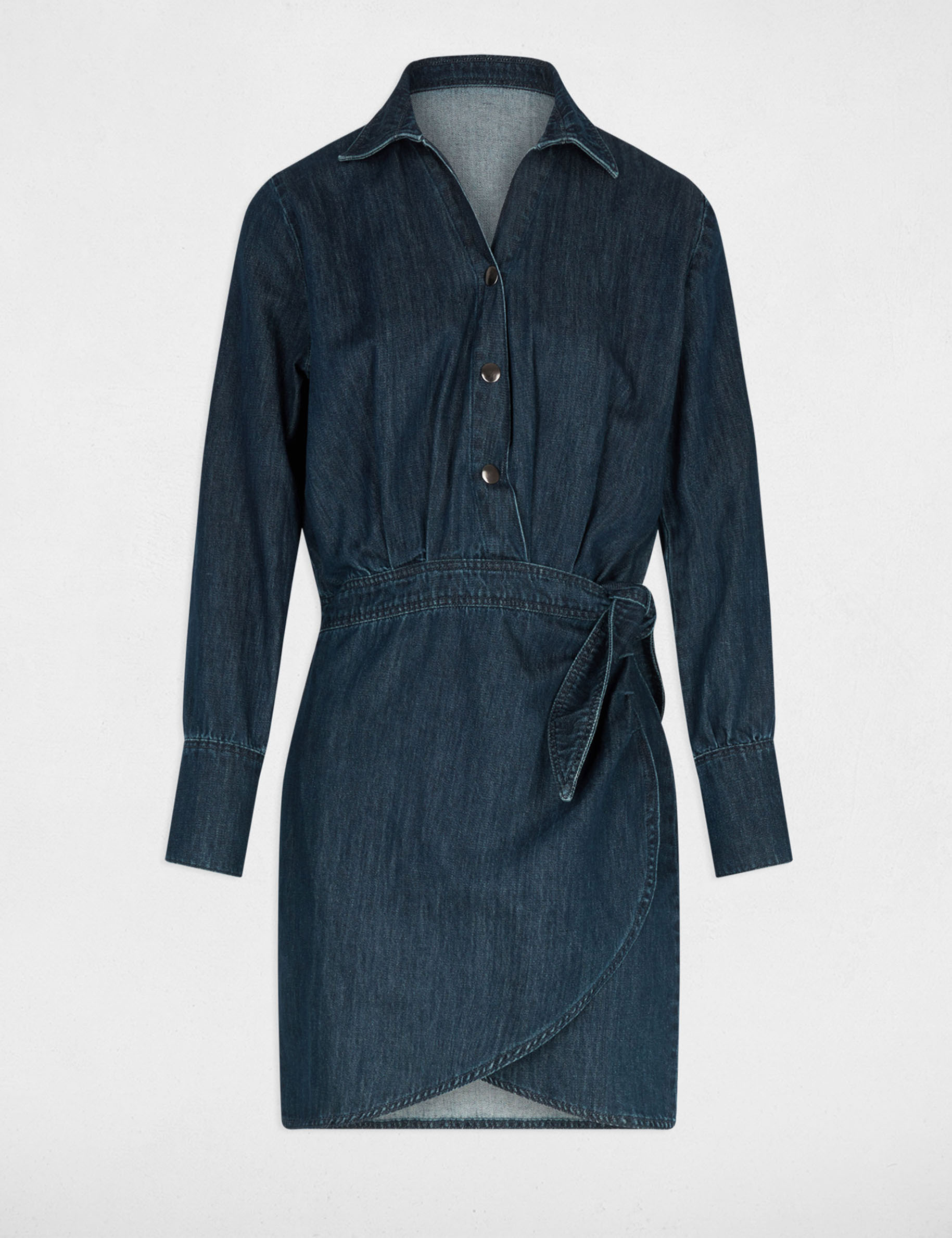 Robe courte portefeuille denim brut femme