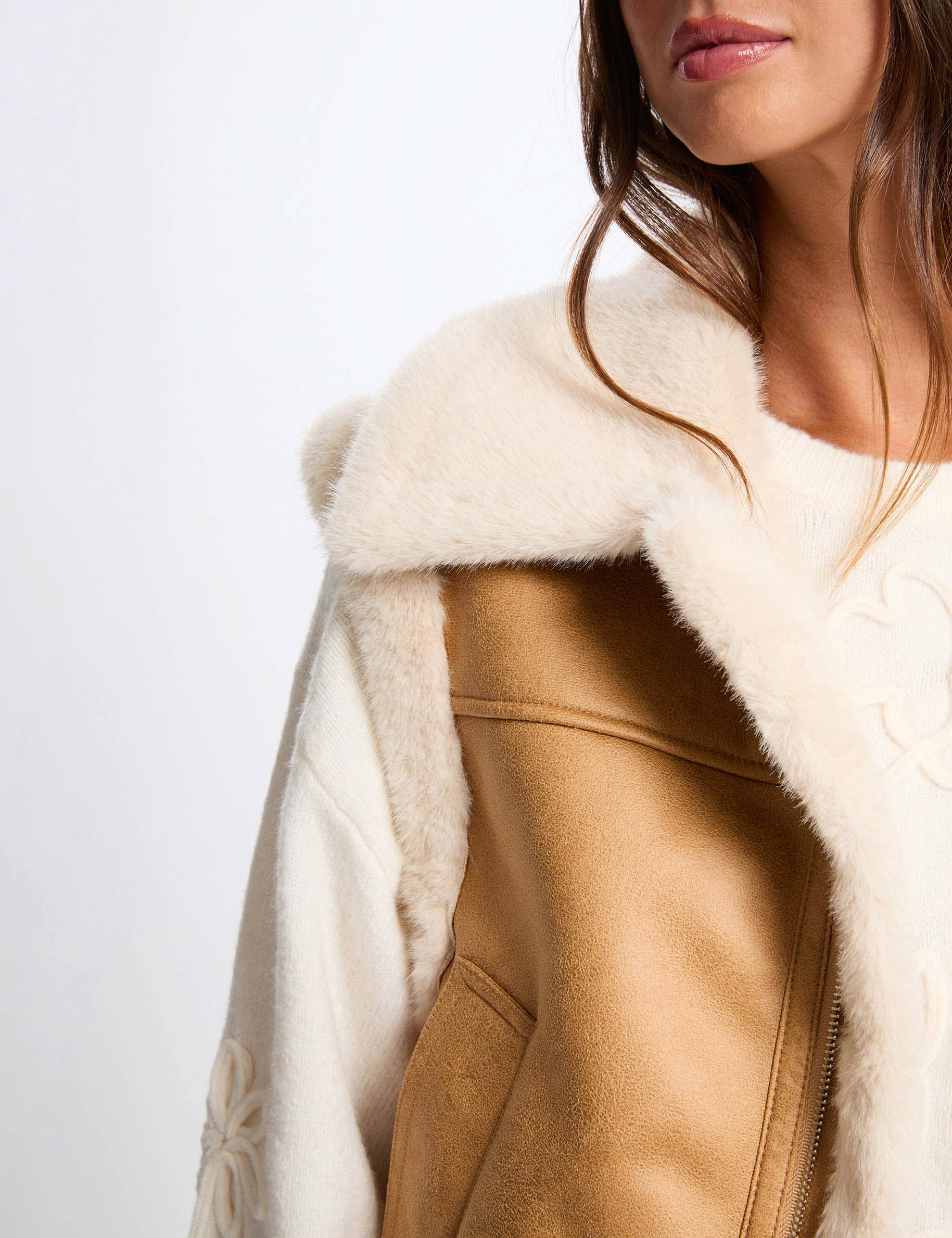 Gilet van imitatiebont camel vrouw