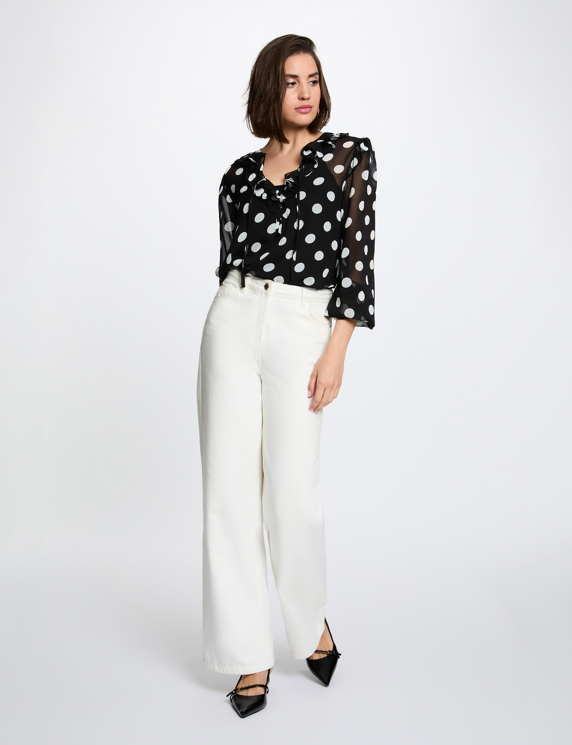 Chemisier voile col lavalli&egrave;re multicolore femme