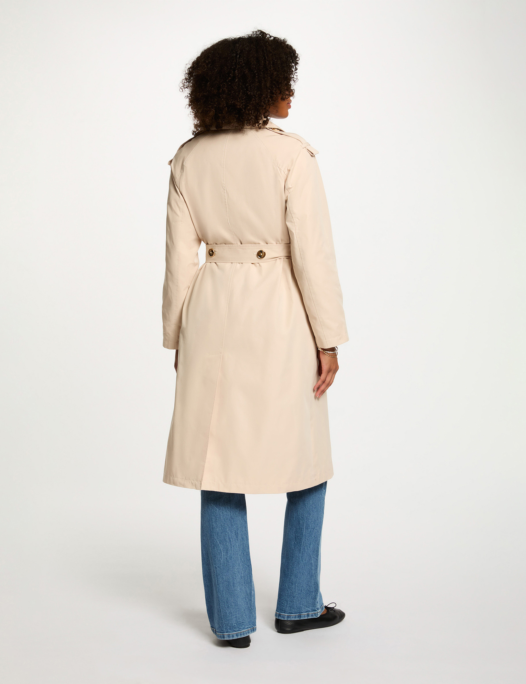 trench long col tailleur sable femme zand vrouw