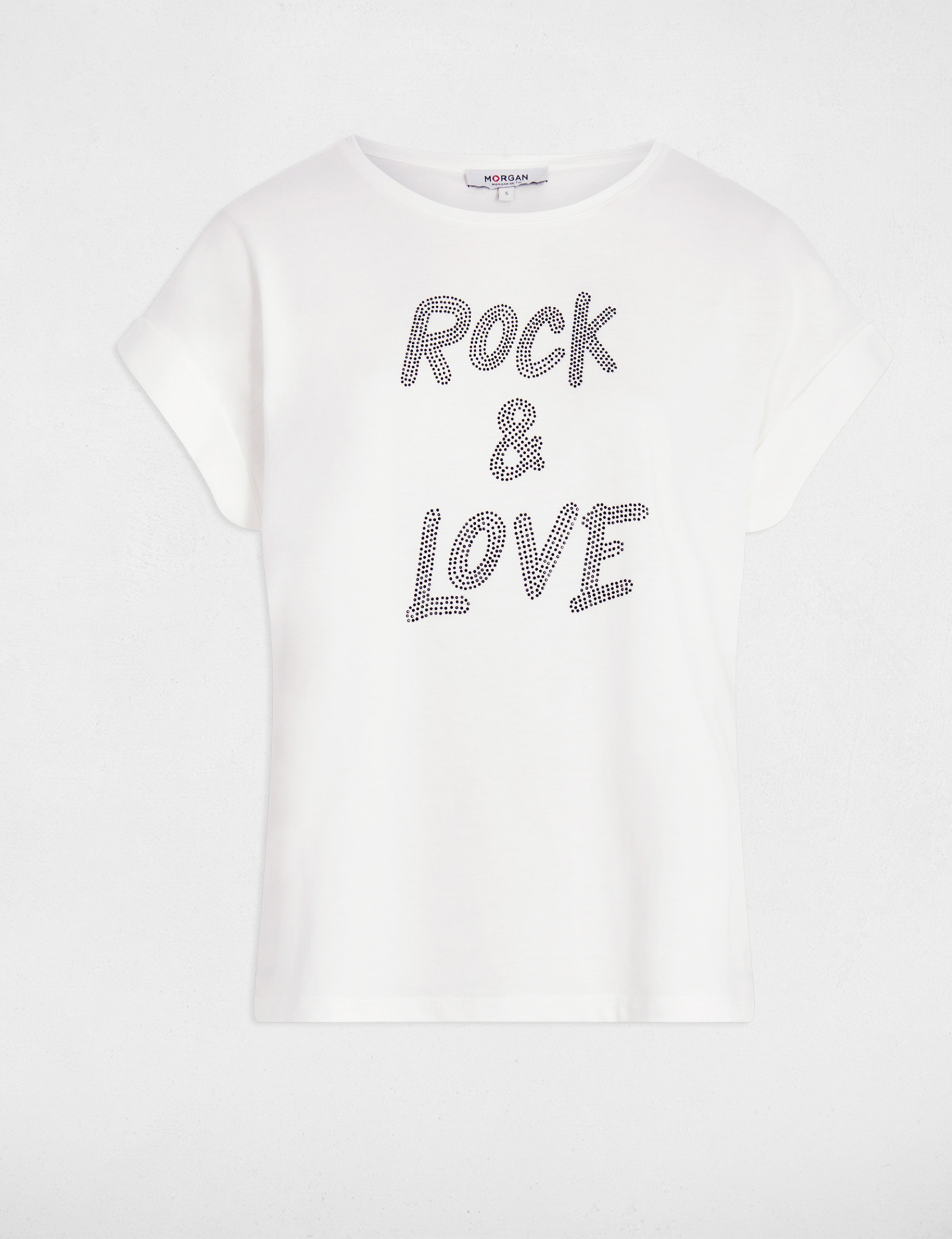 kort t shirt met strass helder wit vrouw Kort T-shirt met strass helder wit vrouw