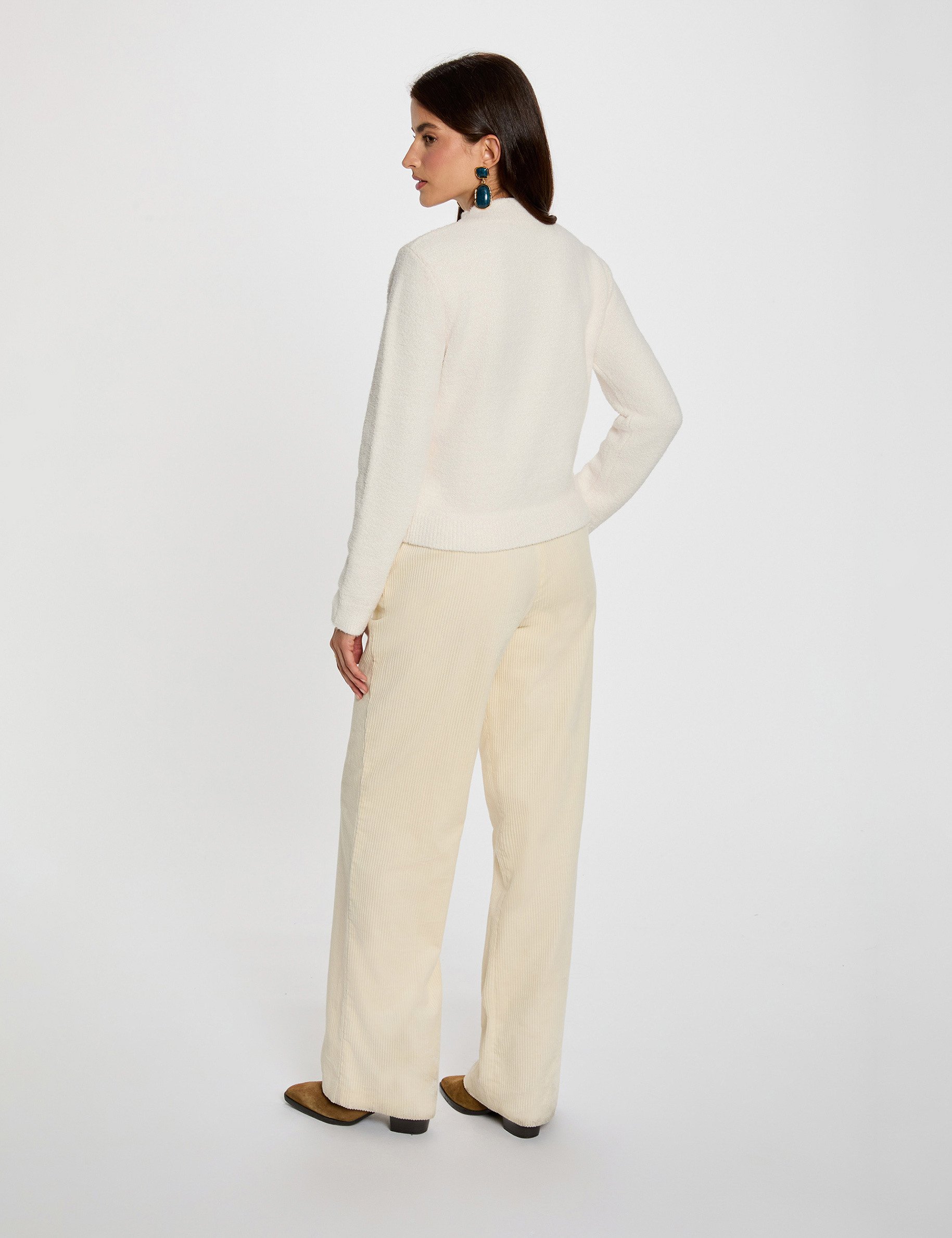 pull col montant ajuste ivoire femme Pull col montant ajusté ivoire femme