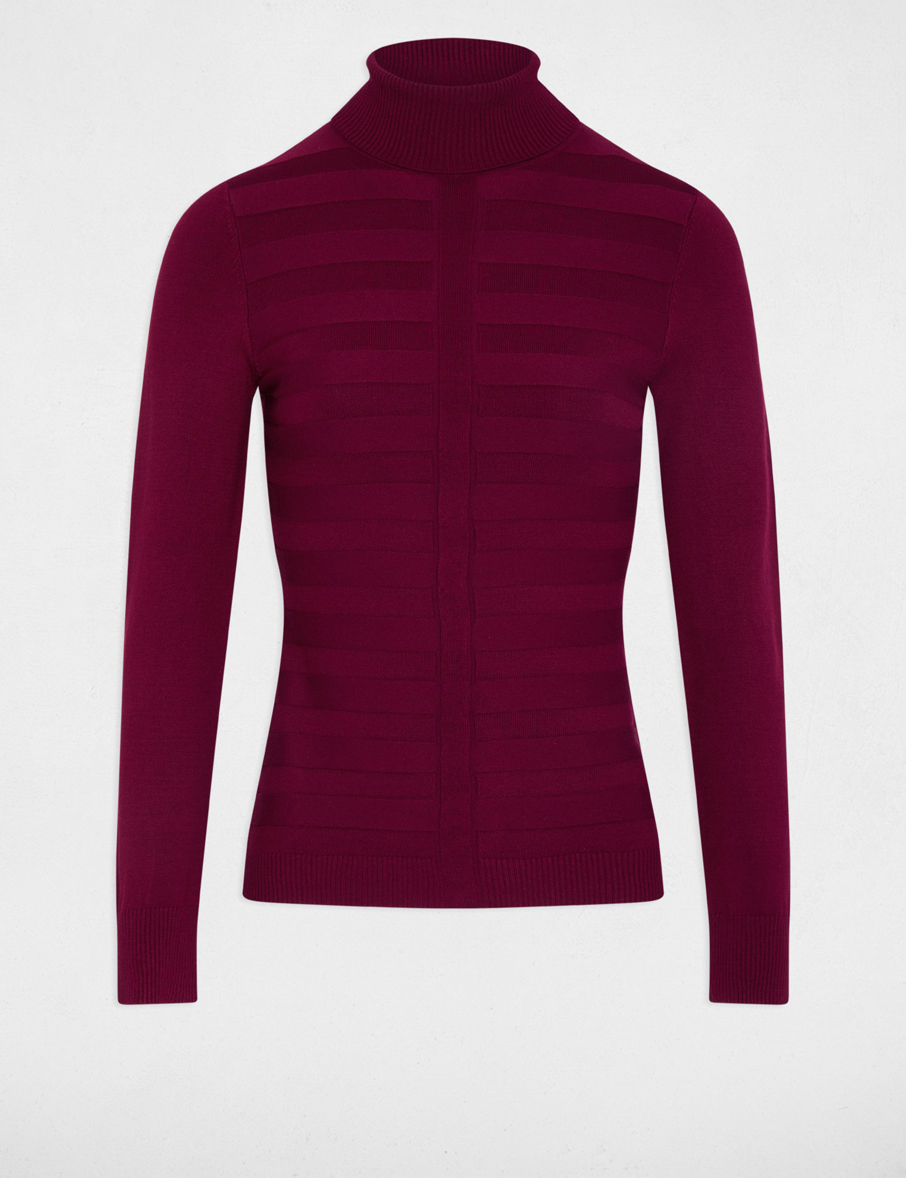 Pull col roul&eacute; prune femme